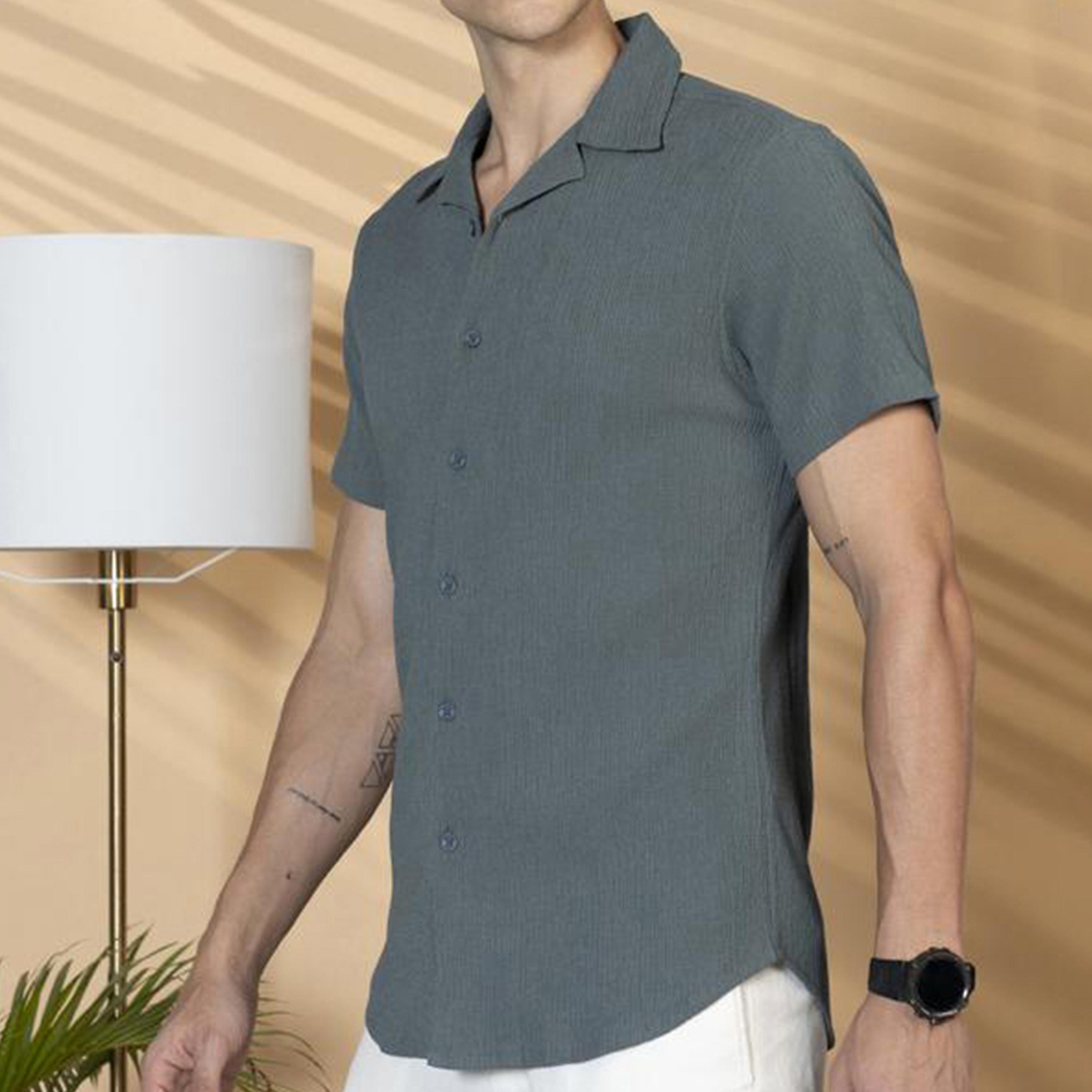 Dennis Lingo X Styli Solid Relaxed Fit Spread Collar Shirt-men-clothing-shirts-image-2