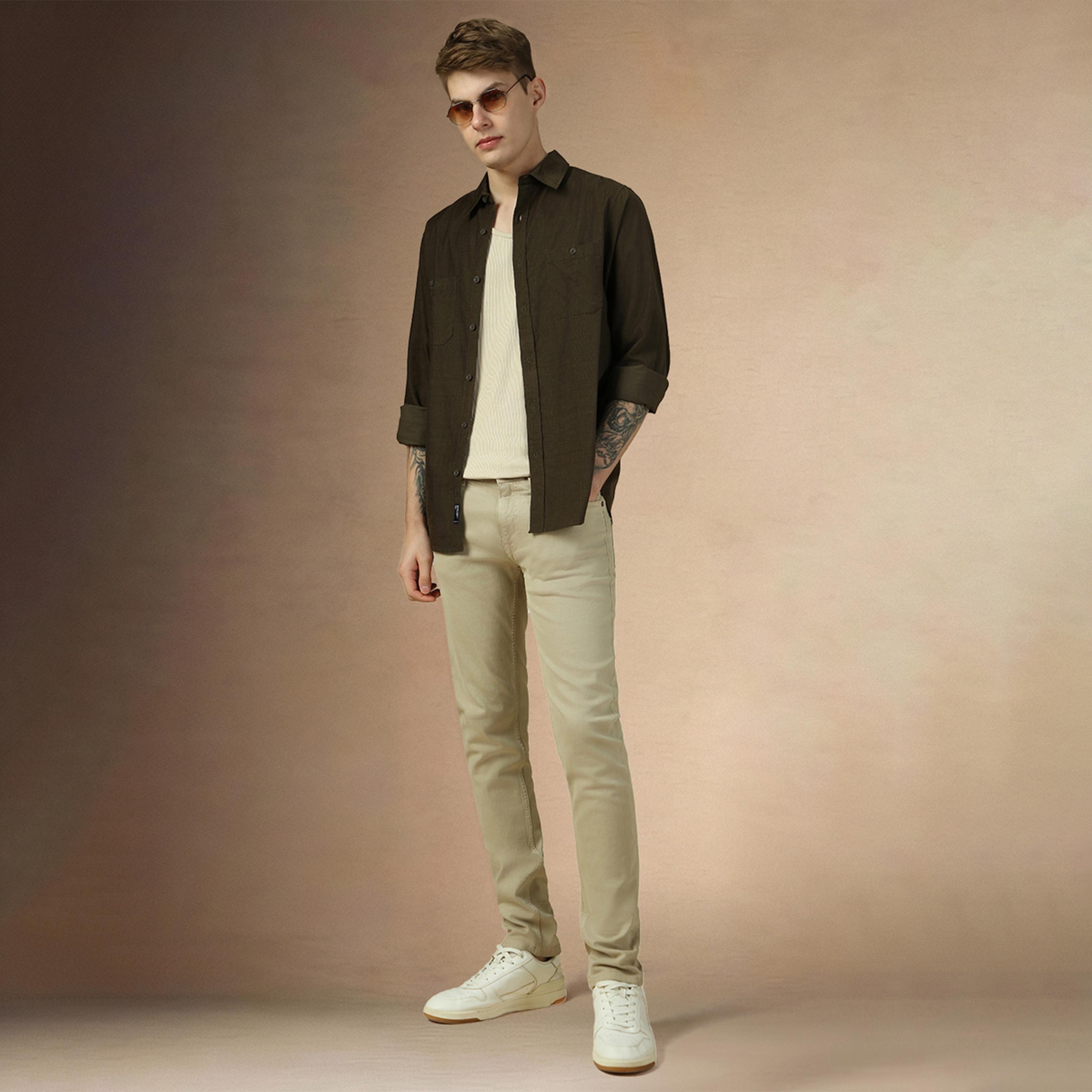 Dennis Lingo X Styli Solid Relaxed Fit Spread Collar Shirt With Pocket-men-clothing-shirts-image-5