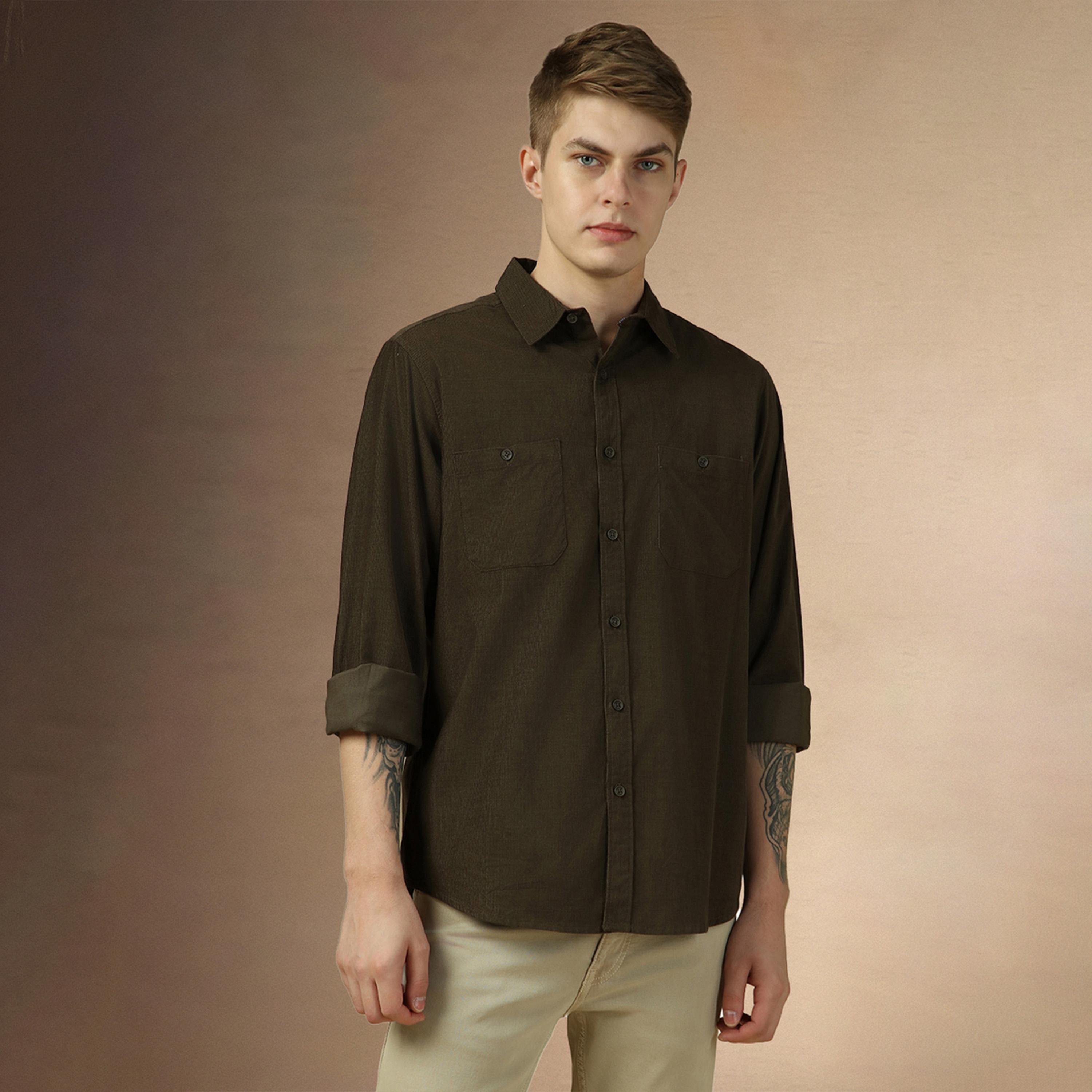 Dennis Lingo X Styli Solid Relaxed Fit Spread Collar Shirt With Pocket-men-clothing-shirts-image-6