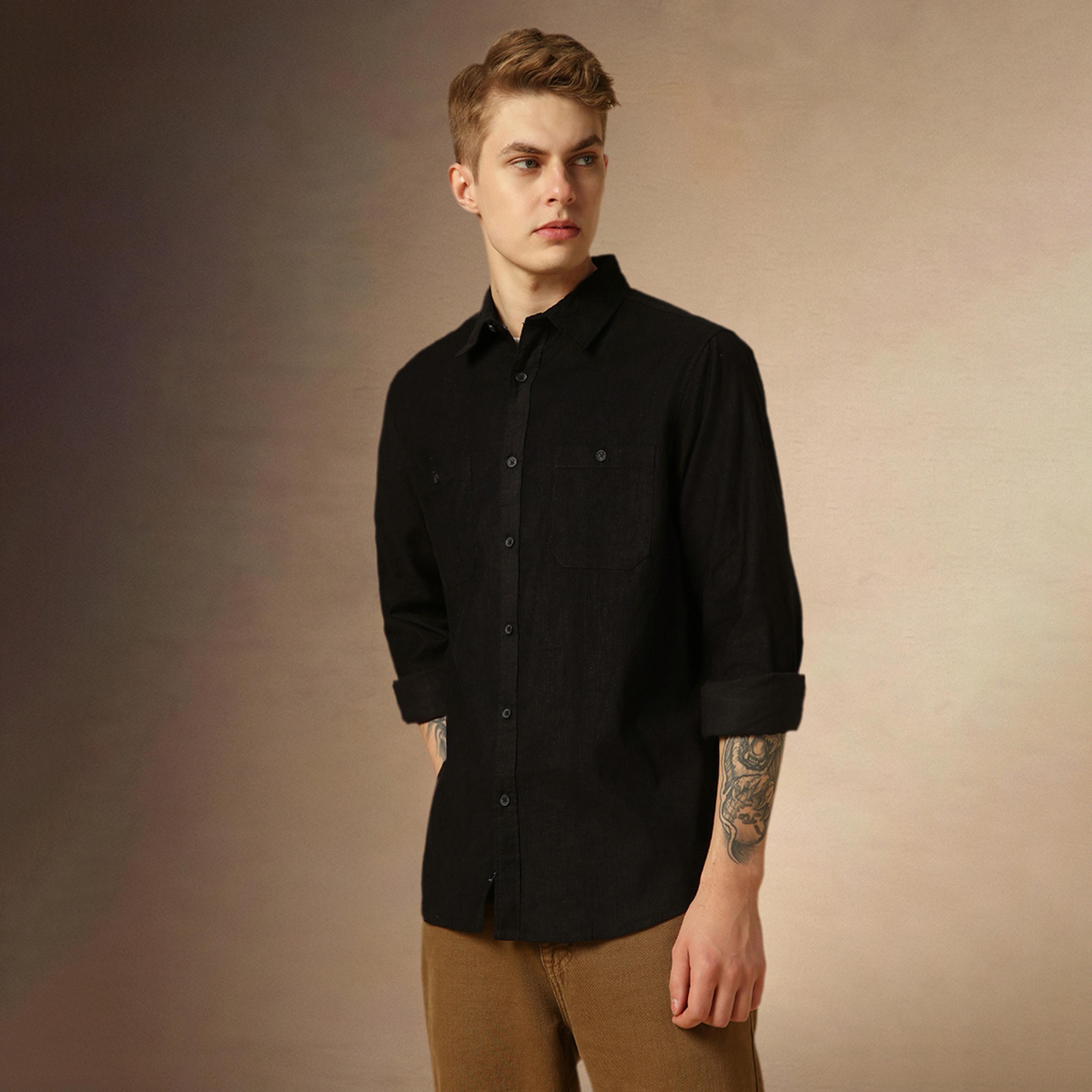 Dennis Lingo X Styli Solid Relaxed Fit Spread Collar Shirt-men-clothing-shirts-image-2