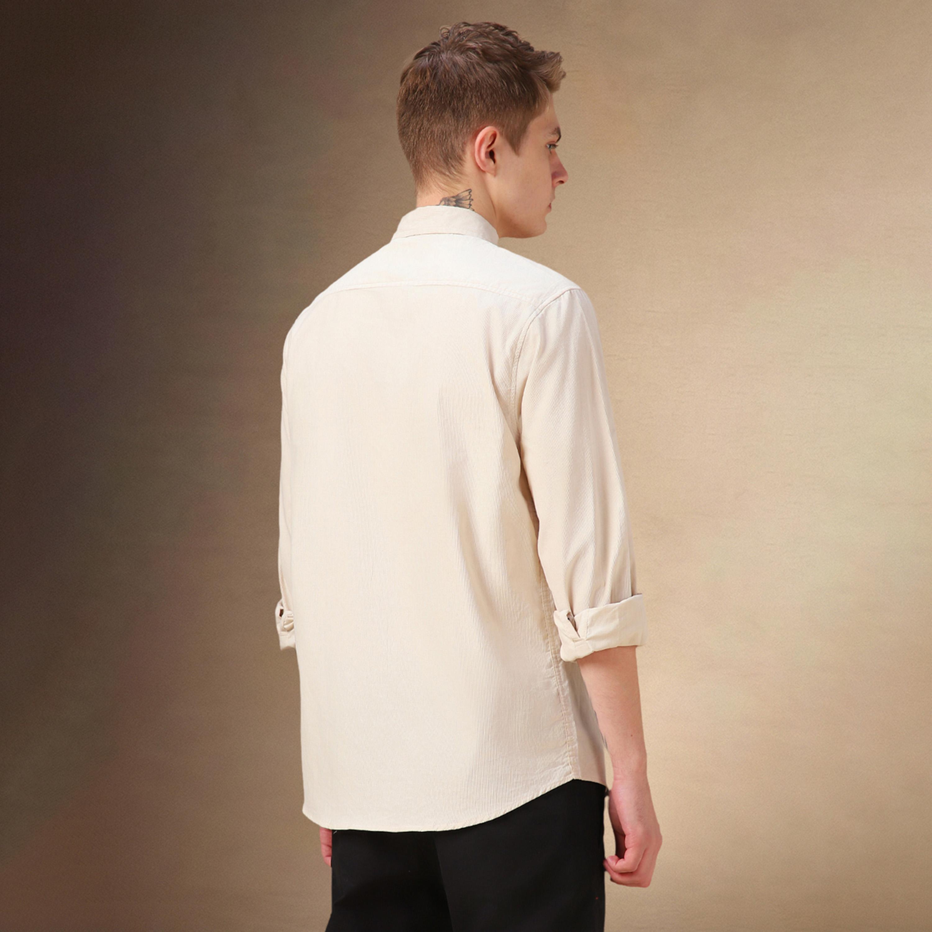 دينيس لينغو × ستايلي - قميص سادة بقصة مريحة بياقة واسعة-men-clothing-shirts-image-3