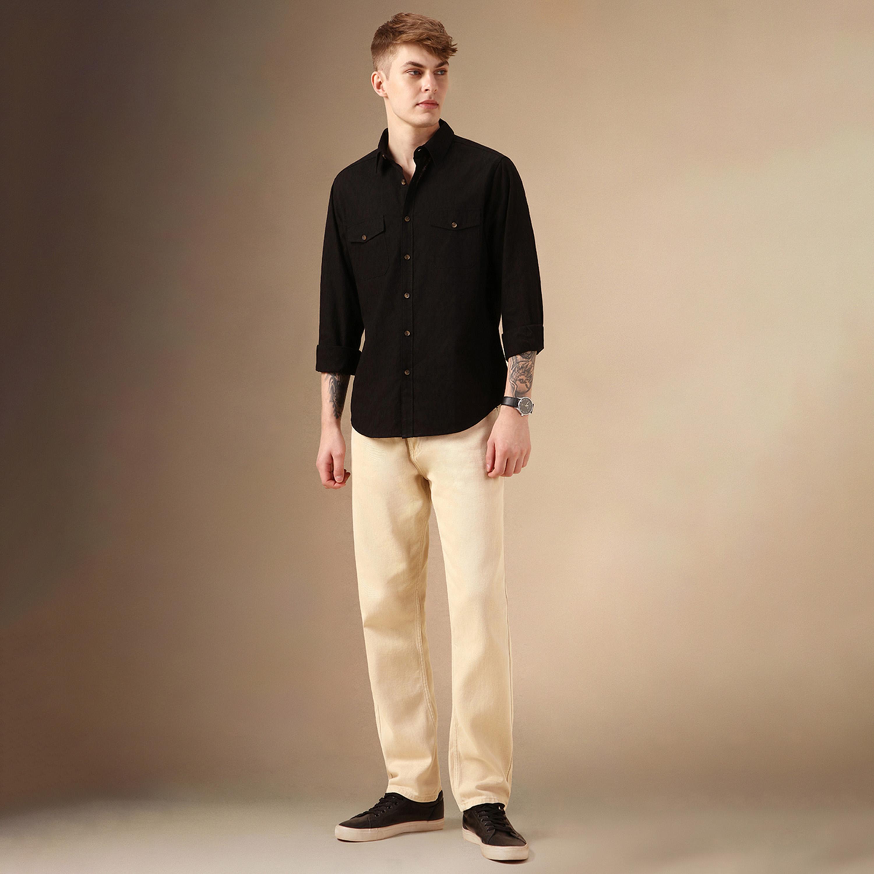 Dennis Lingo X Styli Solid Relaxed Fit Spread Collar Shirt-men-clothing-shirts-image-5