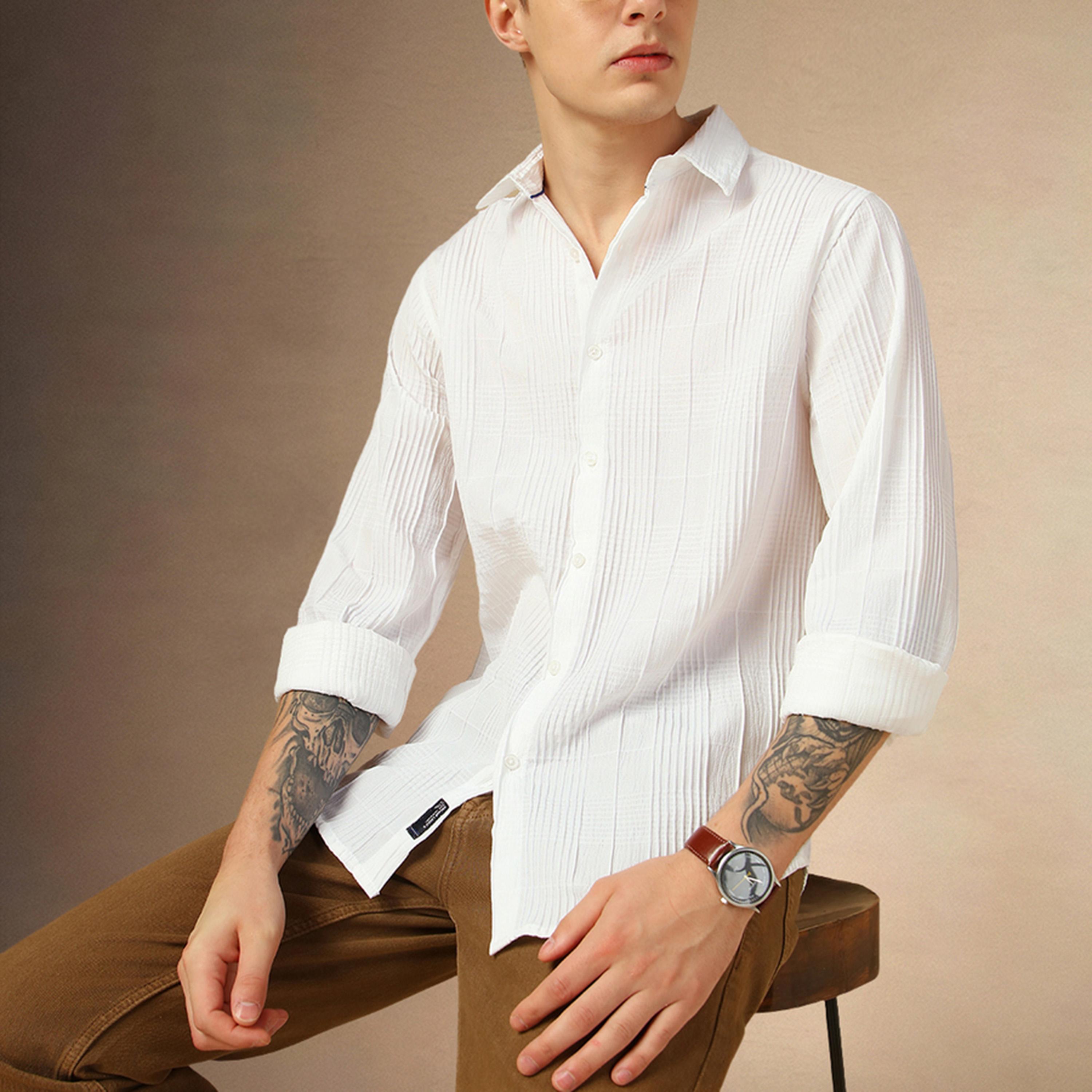 Dennis Lingo X Styli Relaxed Fit Spread Collar Textured Shirt With Pintuck Detail-men-clothing-shirts-image-1