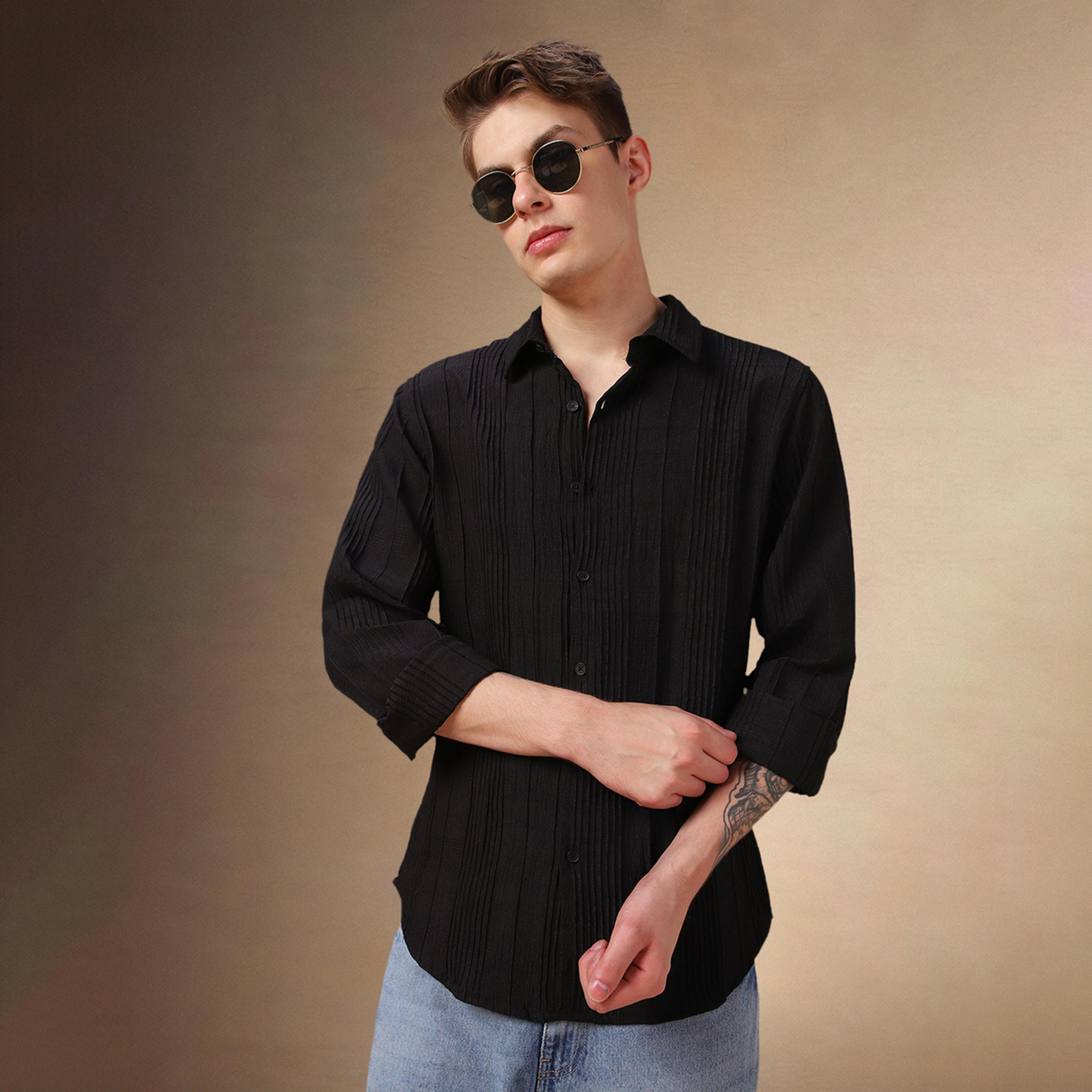 Dennis Lingo X Styli Regular Fit Spread Collar Textured Shirt With Pintuck Detail-men-clothing-shirts-image-1