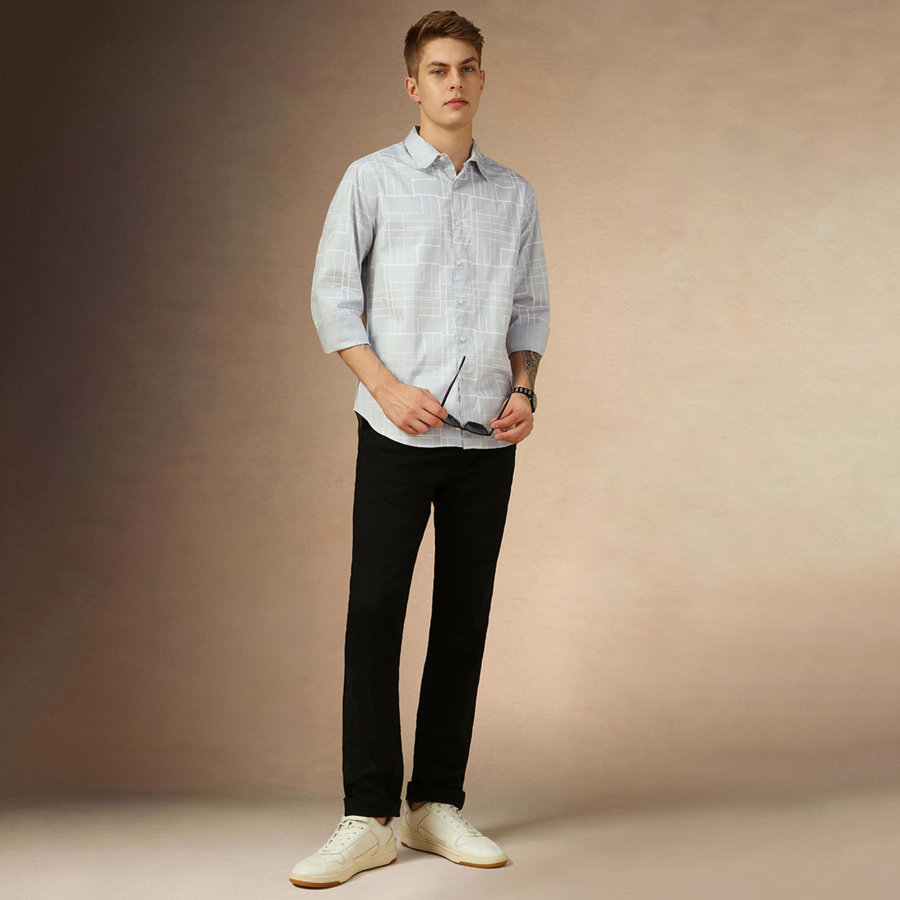 دينيس لينغو × ستايلي - قميص مطبوع بقصّة عادية وياقة منسدلة وحافة منحنية-men-clothing-shirts-image-5