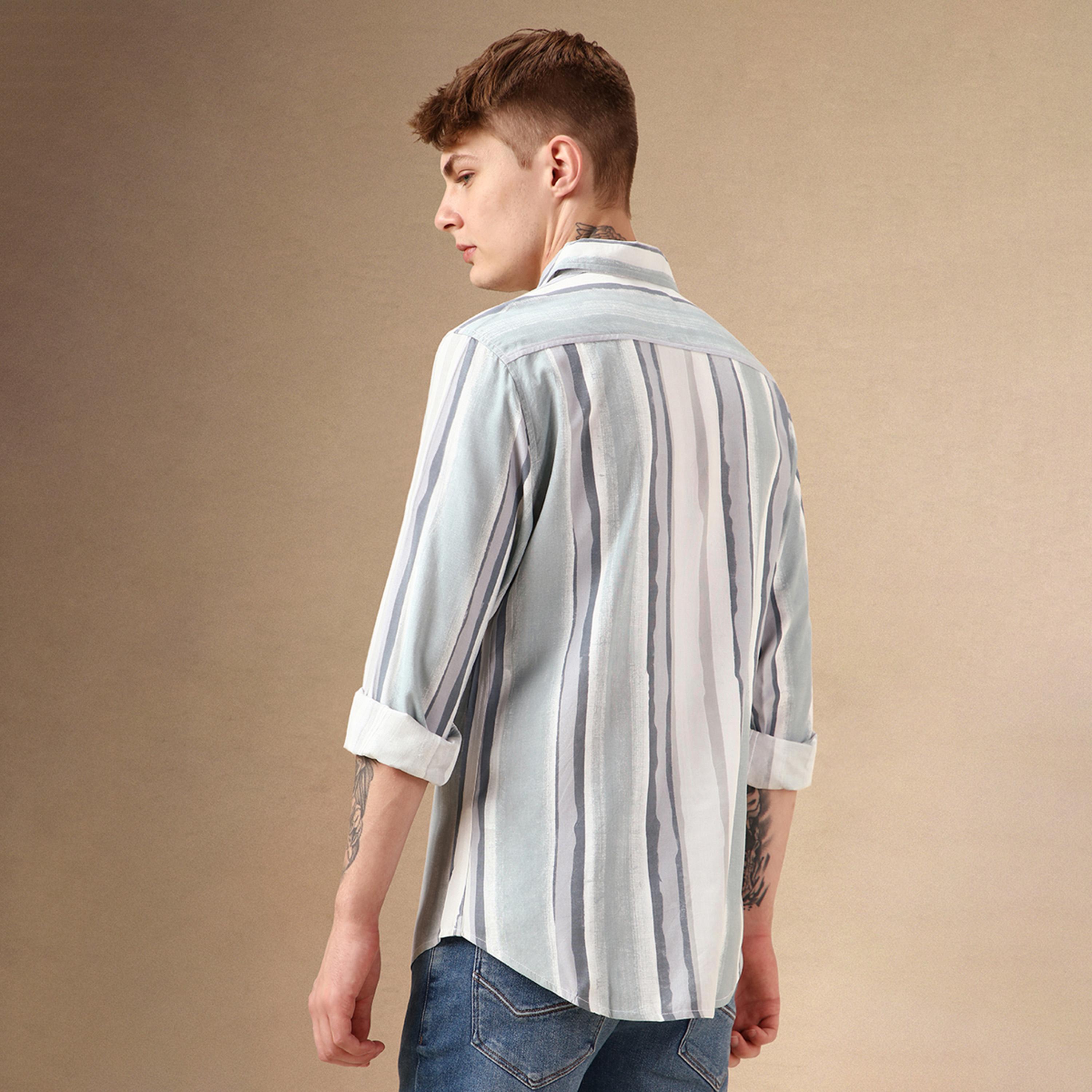 Dennis Lingo X Styli Striped Relaxed Fit Spread Collar Curved Hem Shirt-men-clothing-shirts-image-3
