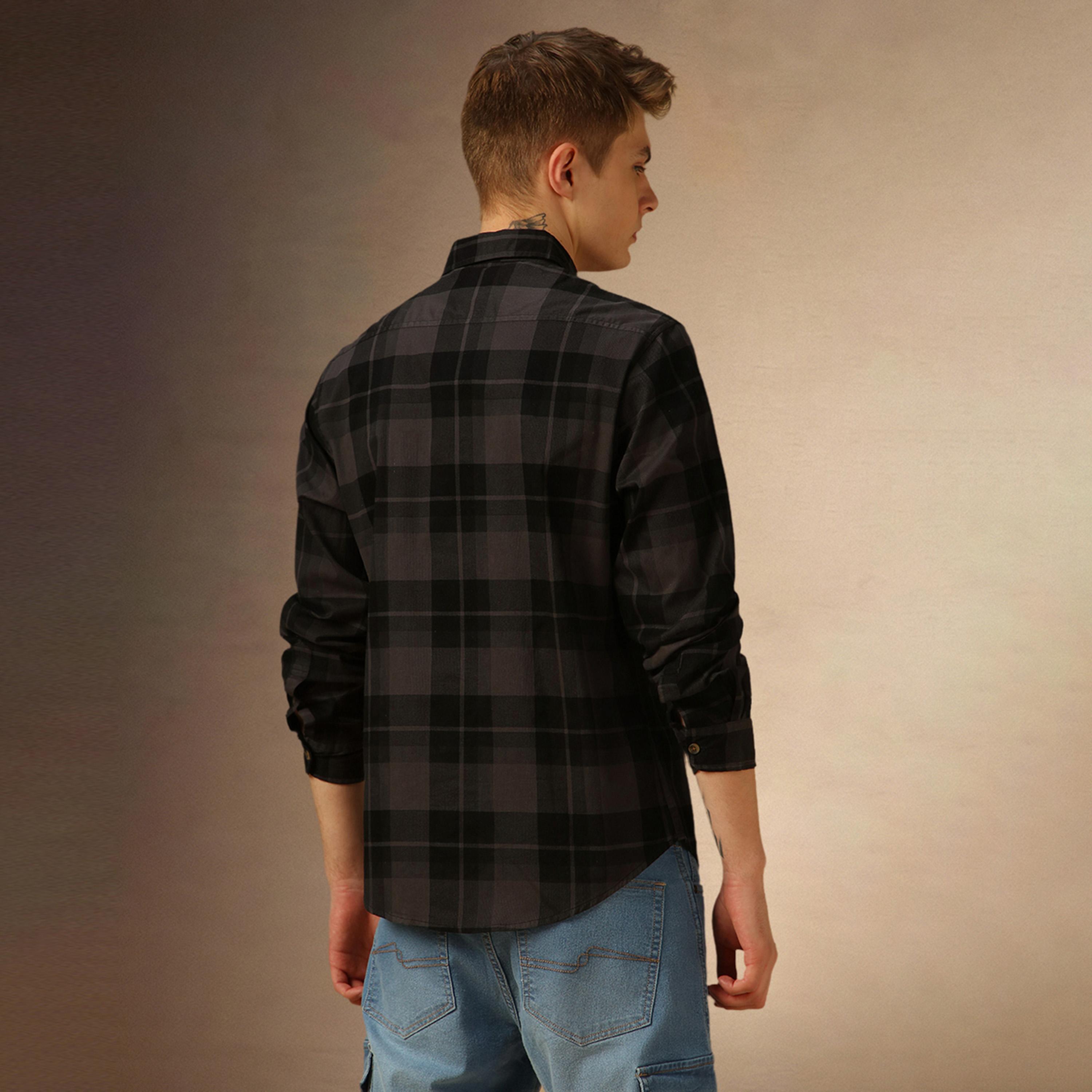 Dennis Lingo X Styli Checked Regular Fit Spread Collar Curved Hem Shirt-men-clothing-shirts-image-3