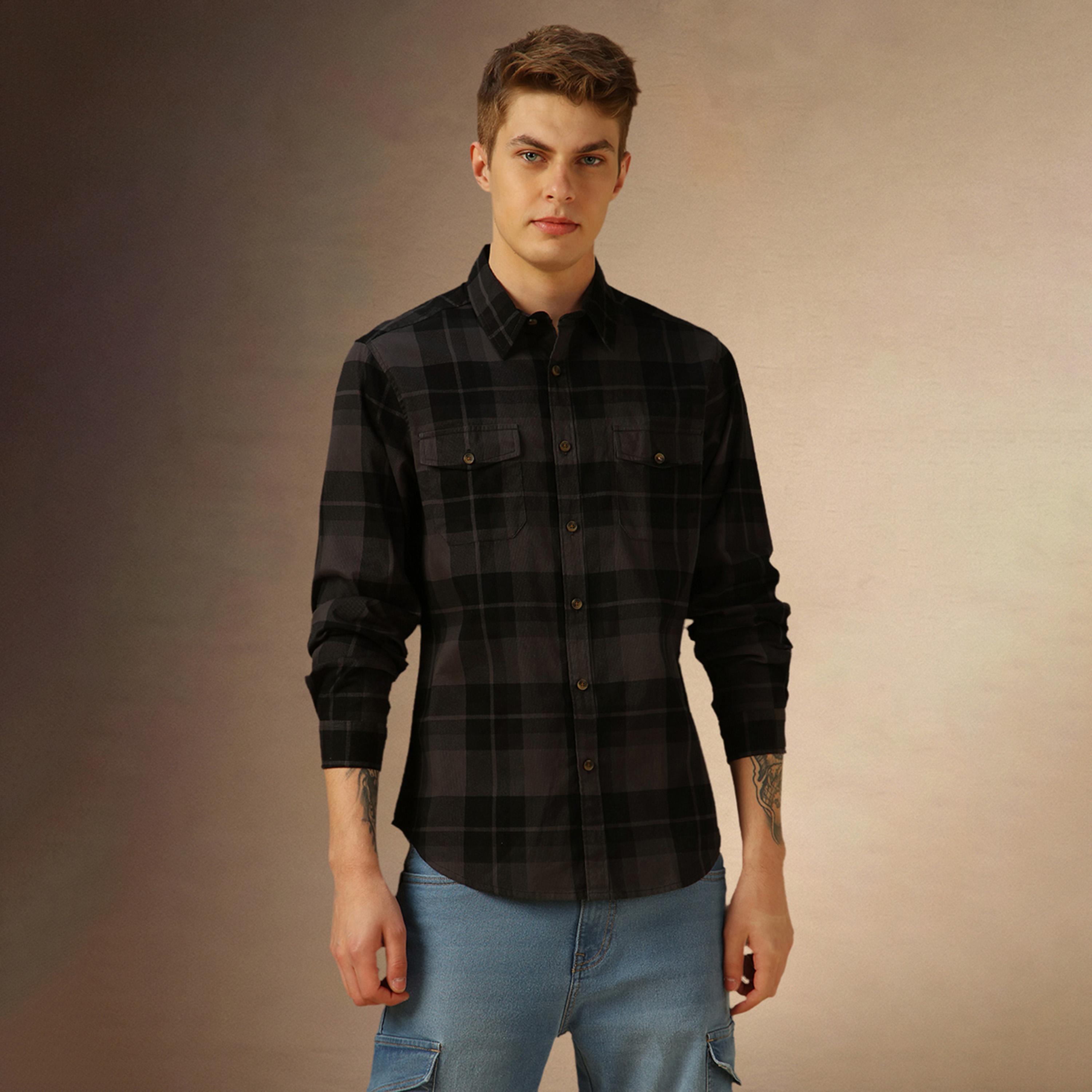 Dennis Lingo X Styli Checked Regular Fit Spread Collar Curved Hem Shirt-men-clothing-shirts-image-6