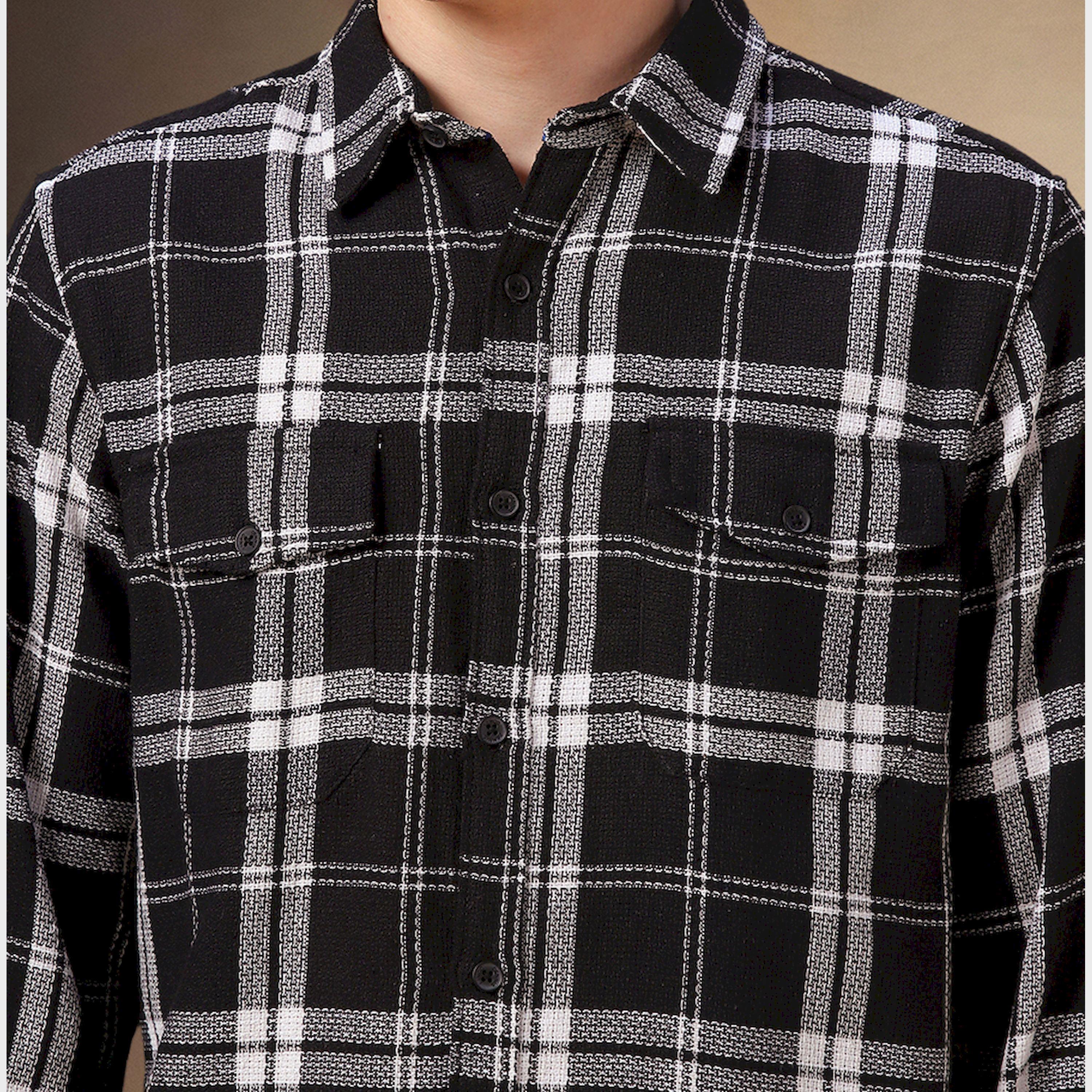 Dennis Lingo X Styli Checked Relaxed Fit Spread Collar Curved Hem Shirt-men-clothing-shirts-image-4