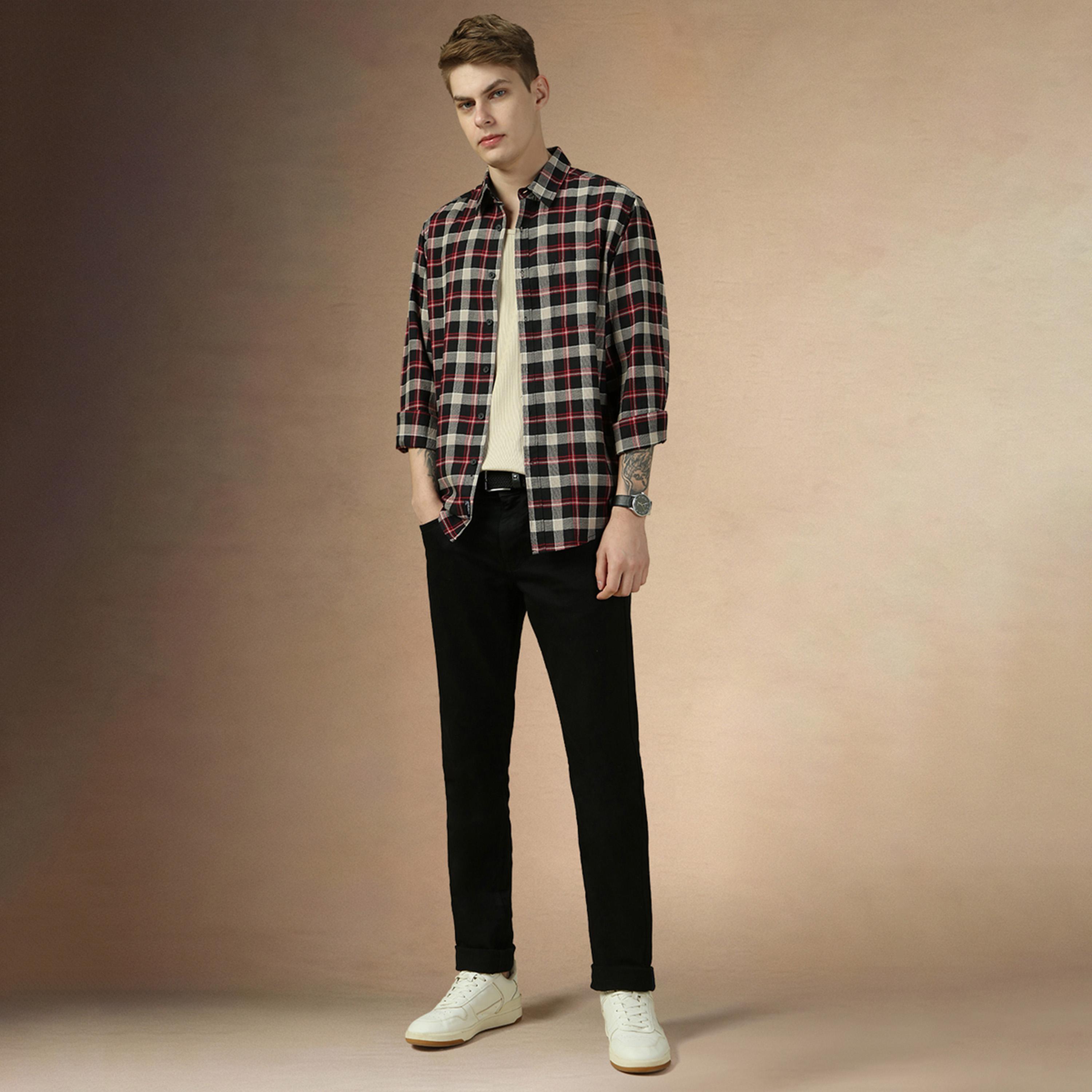 Dennis Lingo X Styli Checked Relaxed Fit Spread Collar Curved Hem Shirt-men-clothing-shirts-image-5
