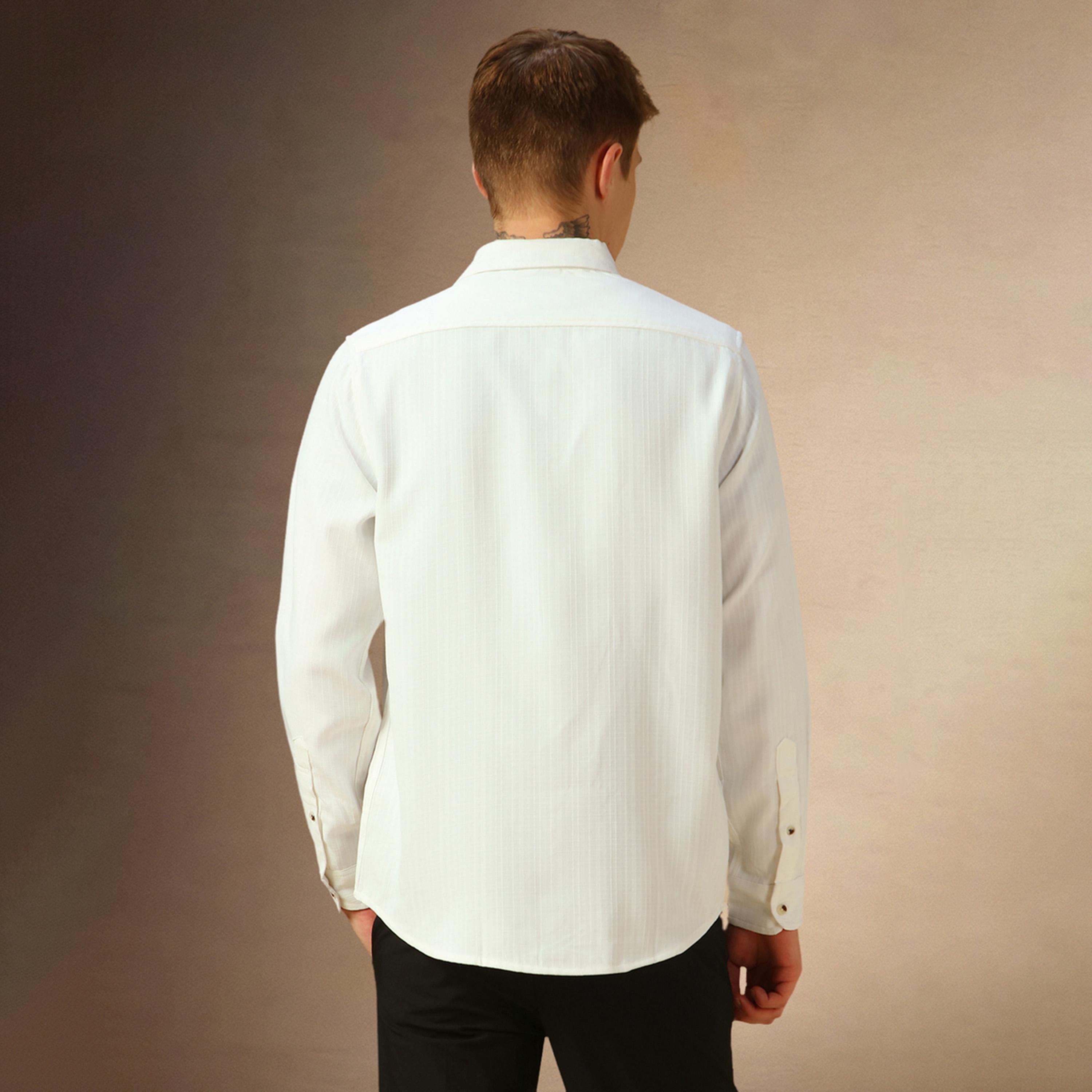 دينيس لينغو × ستايلي - قميص سادة بياقة واسعة وقصة عادية-men-clothing-shirts-image-3