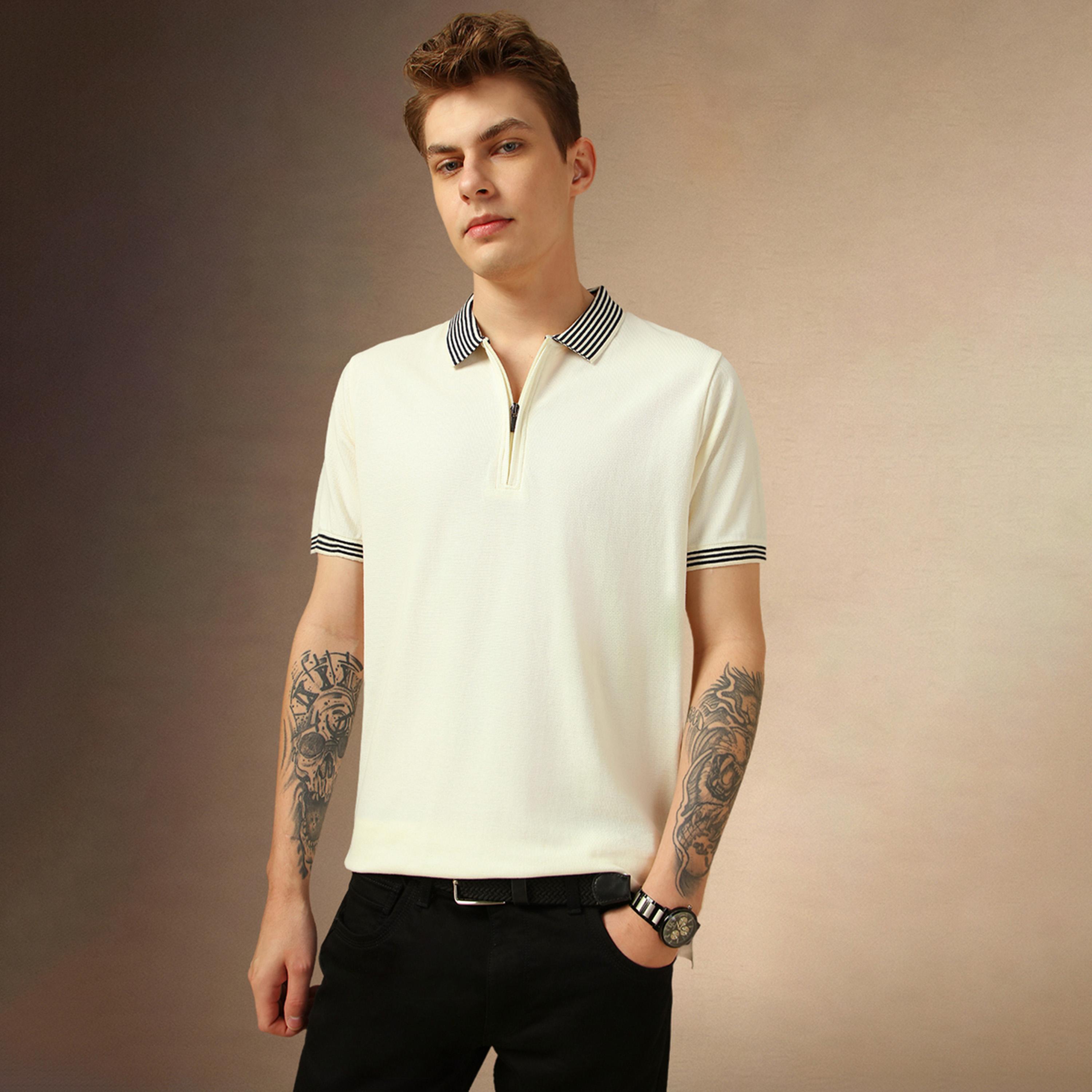 دينيس لينغو × ستايلي - تي شيرت بولو مخطط بقصّة عادية-men-clothing-tshirtsandpolos-tshirts-image-1