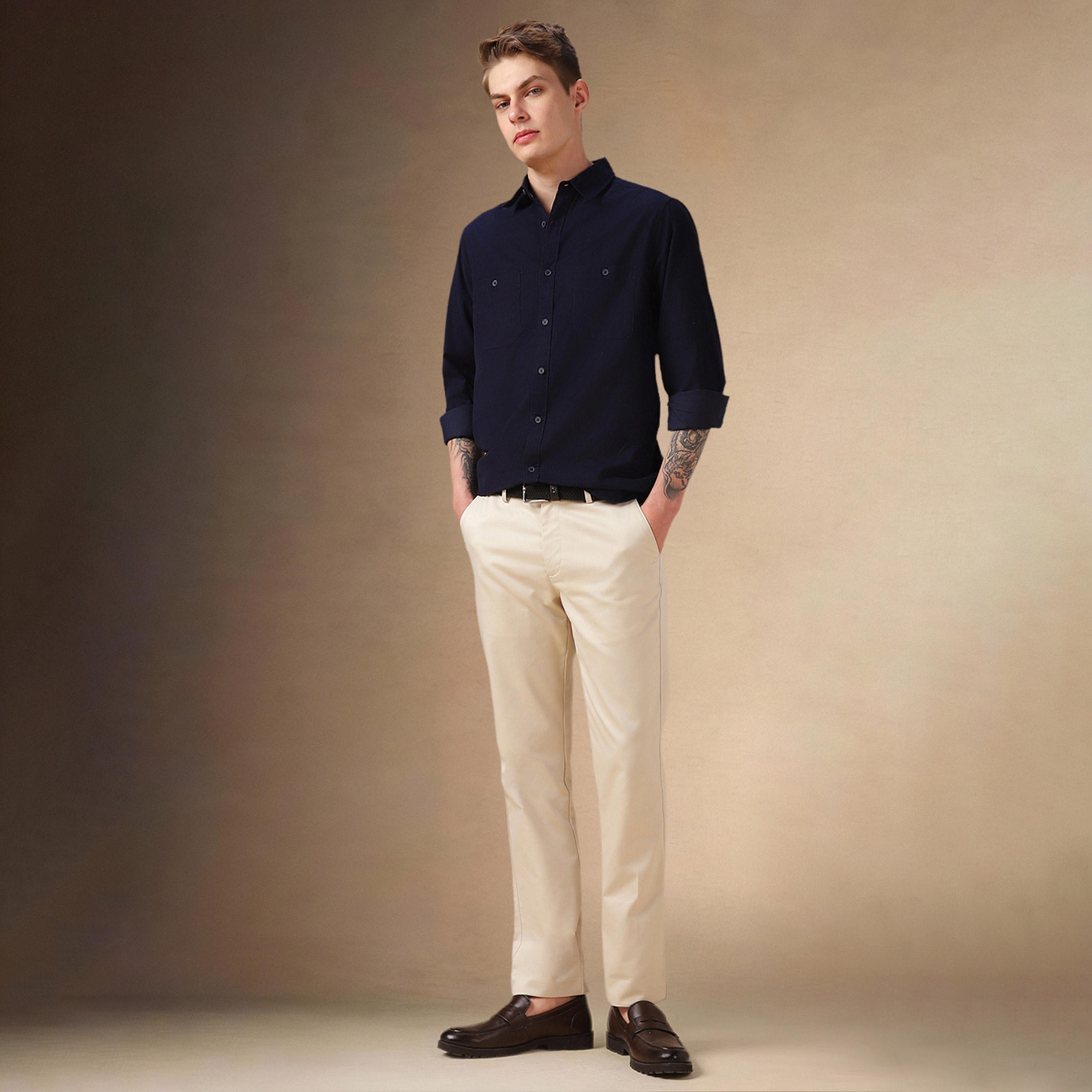 Dennis Lingo X Styli Solid Relaxed Fit Spread Collar Curved Hem Shirt-men-clothing-shirts-image-5