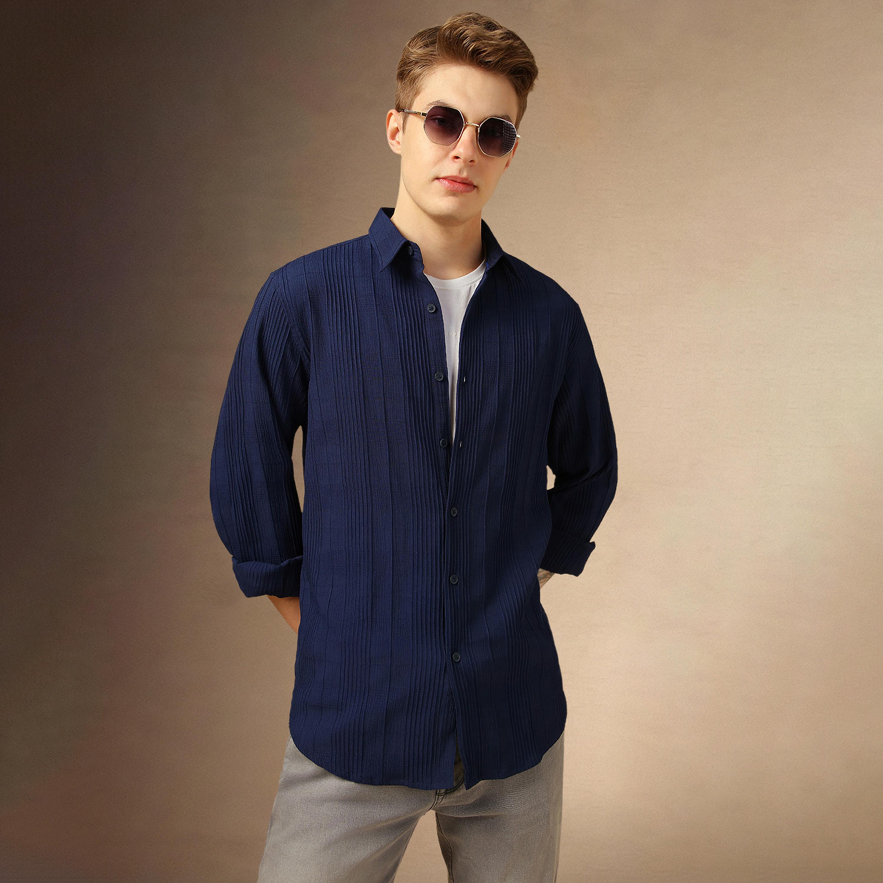 Dennis Lingo X Styli Textured Striped Relaxed Fit Spread Collar Shirt-men-clothing-shirts-image-1