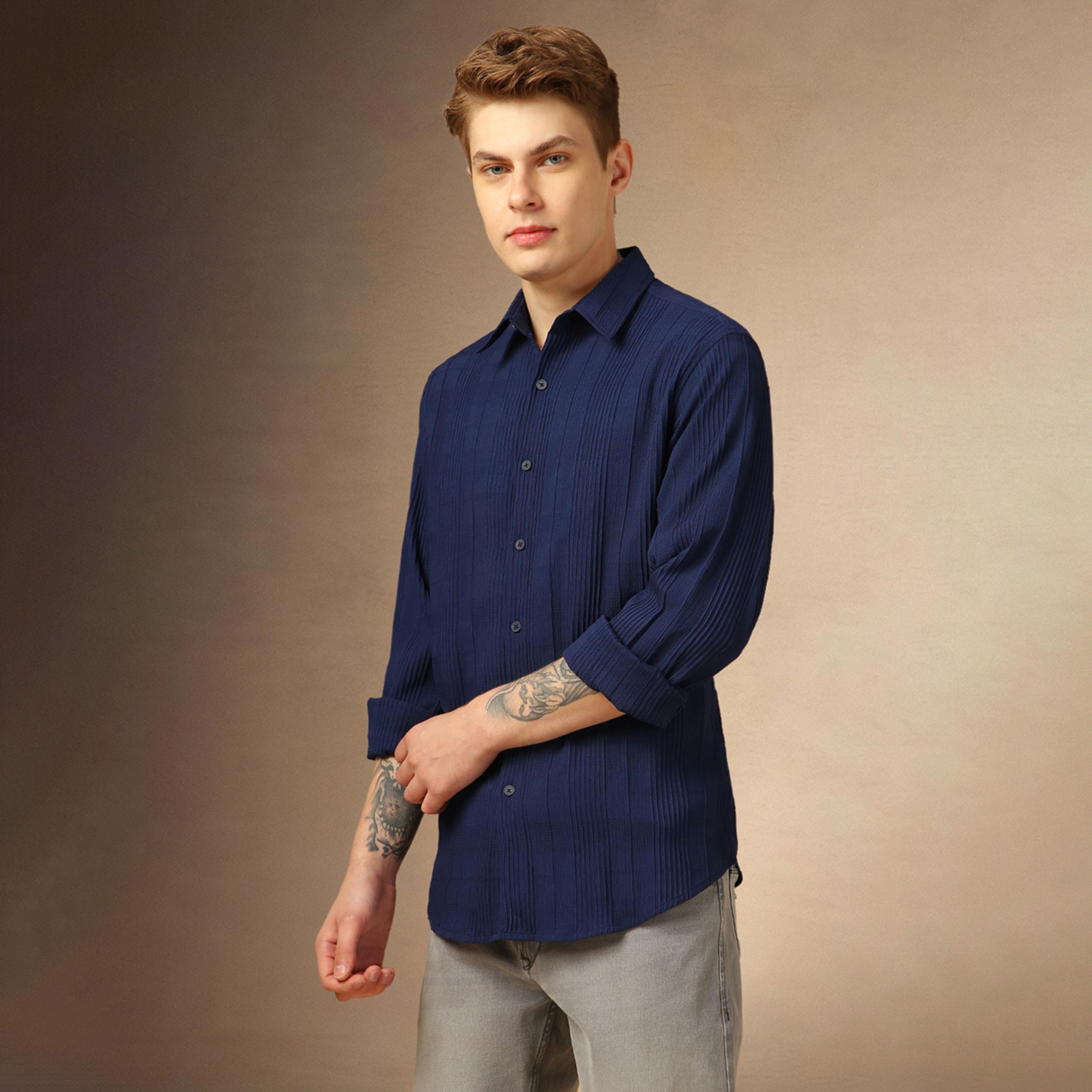 Dennis Lingo X Styli Textured Striped Relaxed Fit Spread Collar Shirt-men-clothing-shirts-image-2