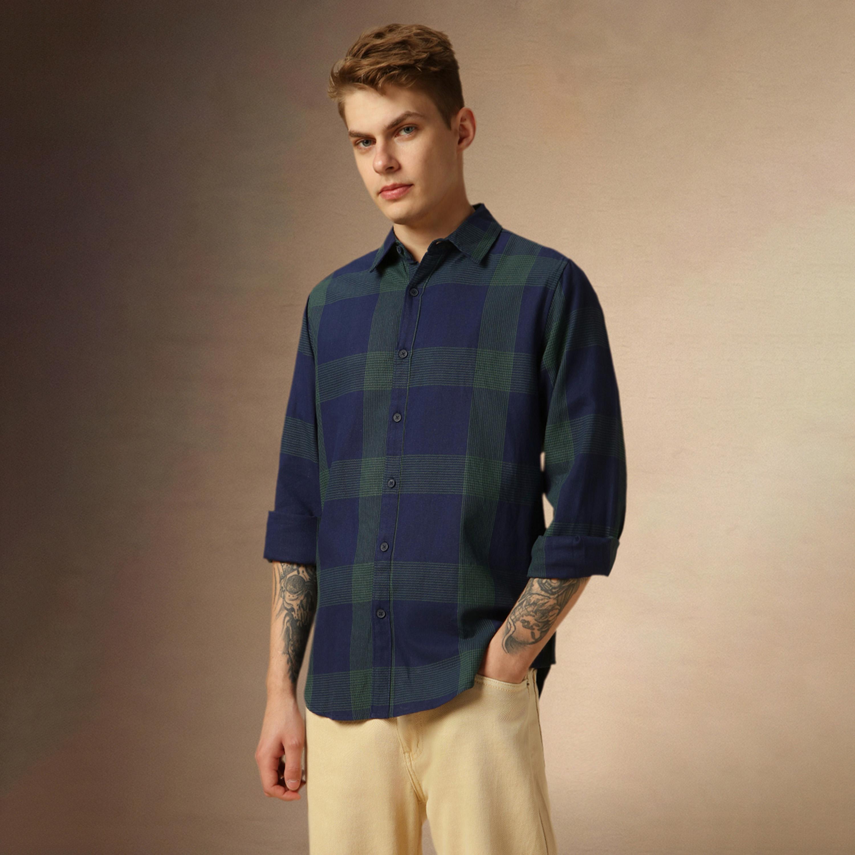 Dennis Lingo X Styli Checked Regular Fit Spread Collar Curved Hem Shirt-men-clothing-shirts-image-2