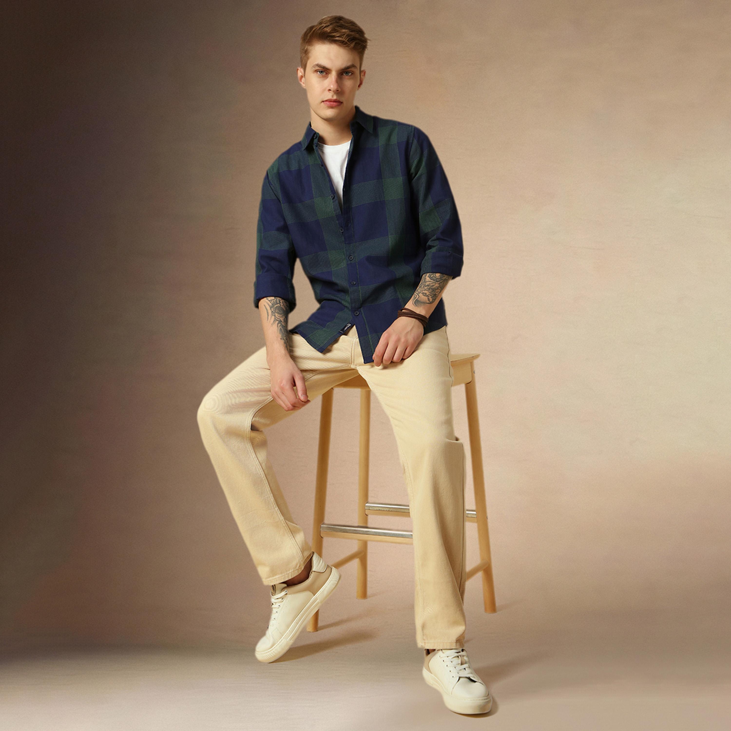 Dennis Lingo X Styli Checked Regular Fit Spread Collar Curved Hem Shirt-men-clothing-shirts-image-5
