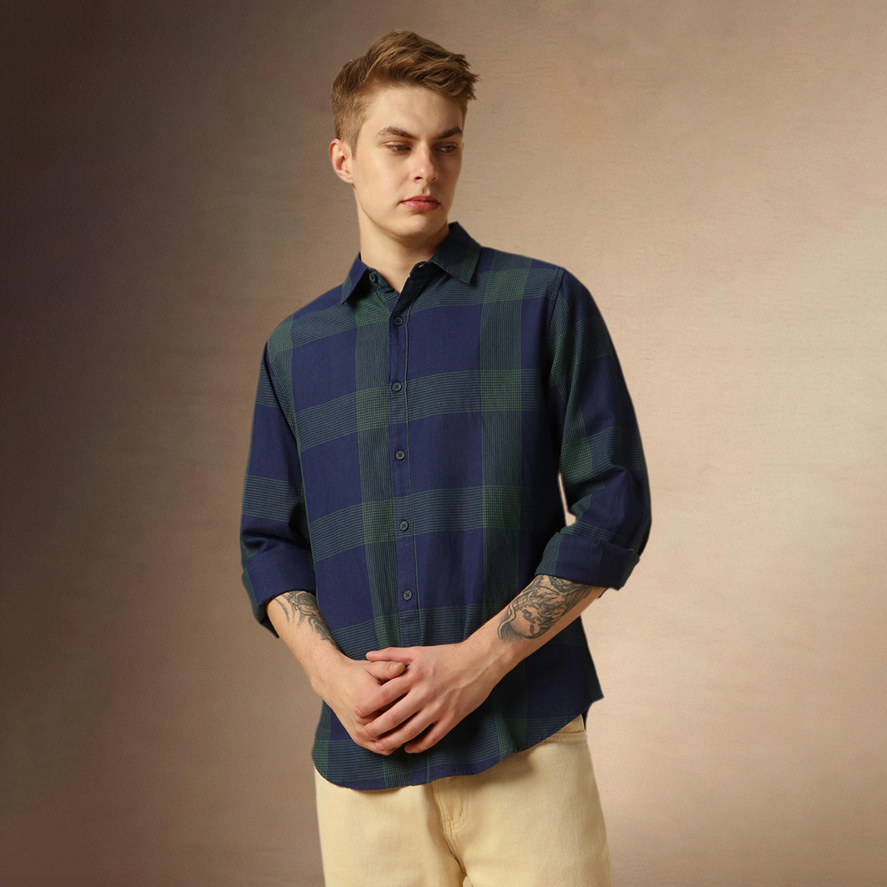 Dennis Lingo X Styli Checked Regular Fit Spread Collar Curved Hem Shirt-men-clothing-shirts-image-6