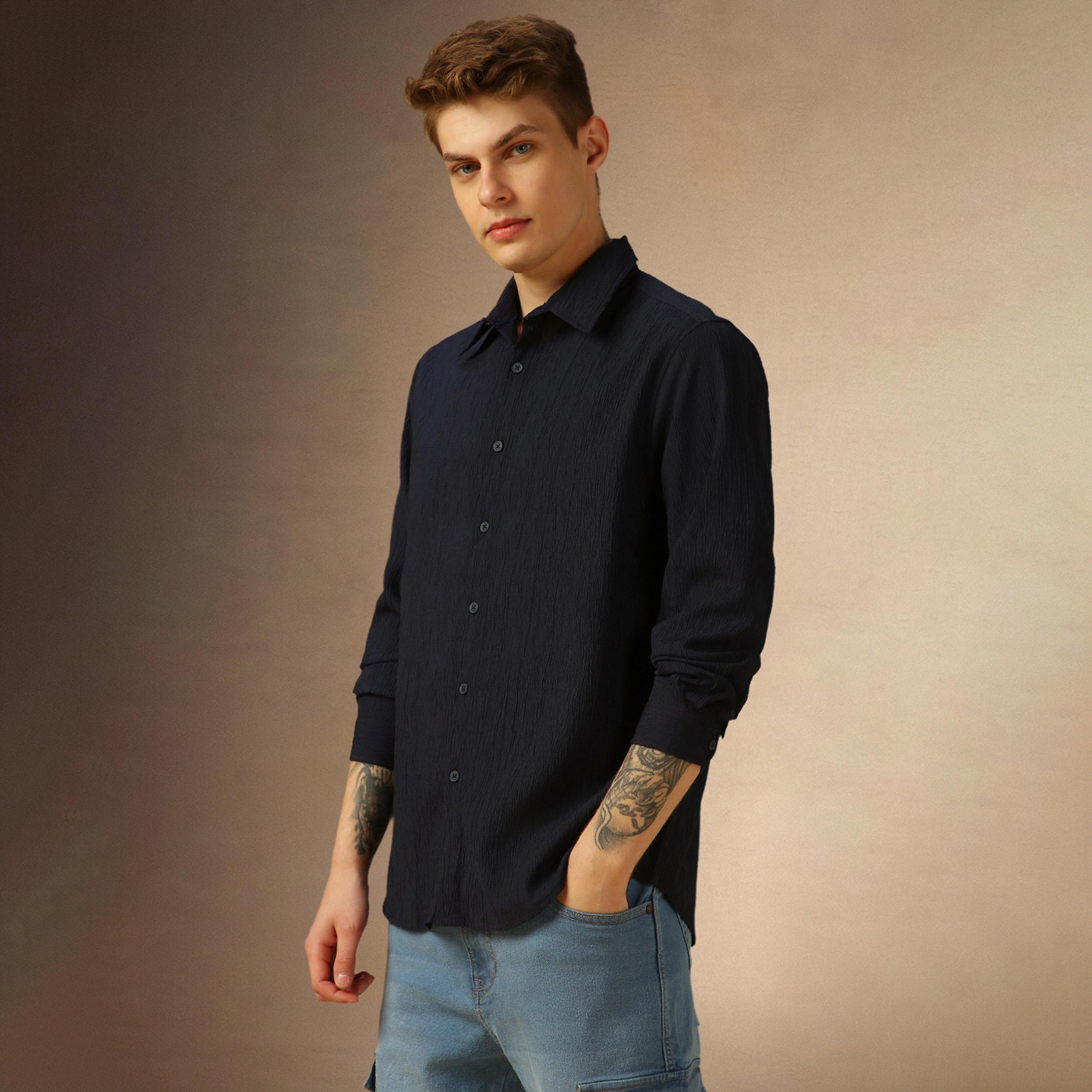 Dennis Lingo X Styli Solid Regular Fit Spread Collar Shirt-men-clothing-shirts-image-2