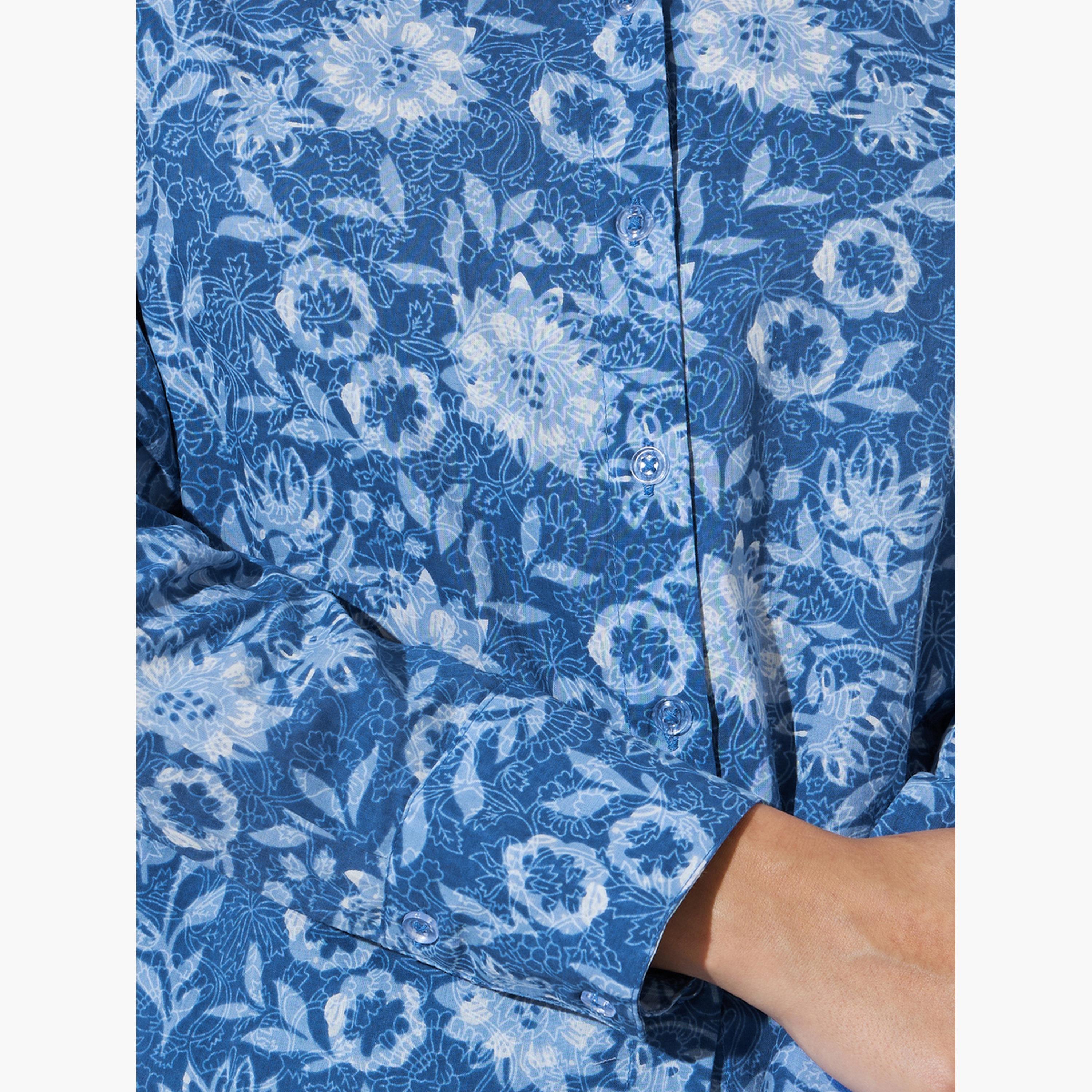 Styli Blue All Over Print Cotton Shirt and Pants Co-Ords Set-women-clothing-coordsets-image-6