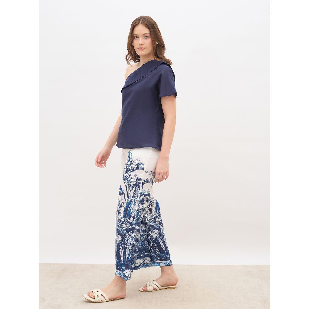 Styli Solid One-Shoulder Top and Printed Wide Leg Pants Co-Ords-women-clothing-coordsets-image-3