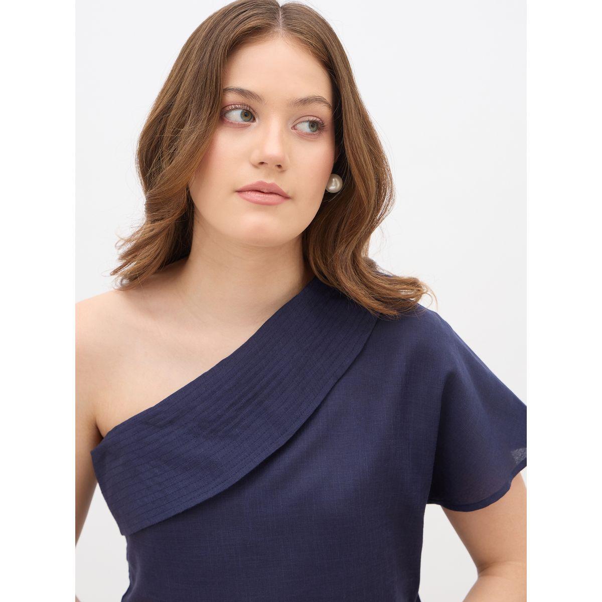 Styli Solid One-Shoulder Top and Printed Wide Leg Pants Co-Ords-women-clothing-coordsets-image-7