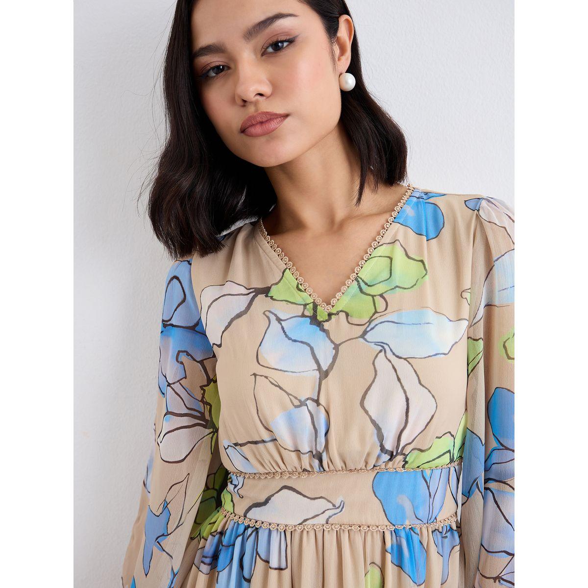 فستان طويل مزين بزهور مع أكمام واسعة-women-clothing-dresses-image-3