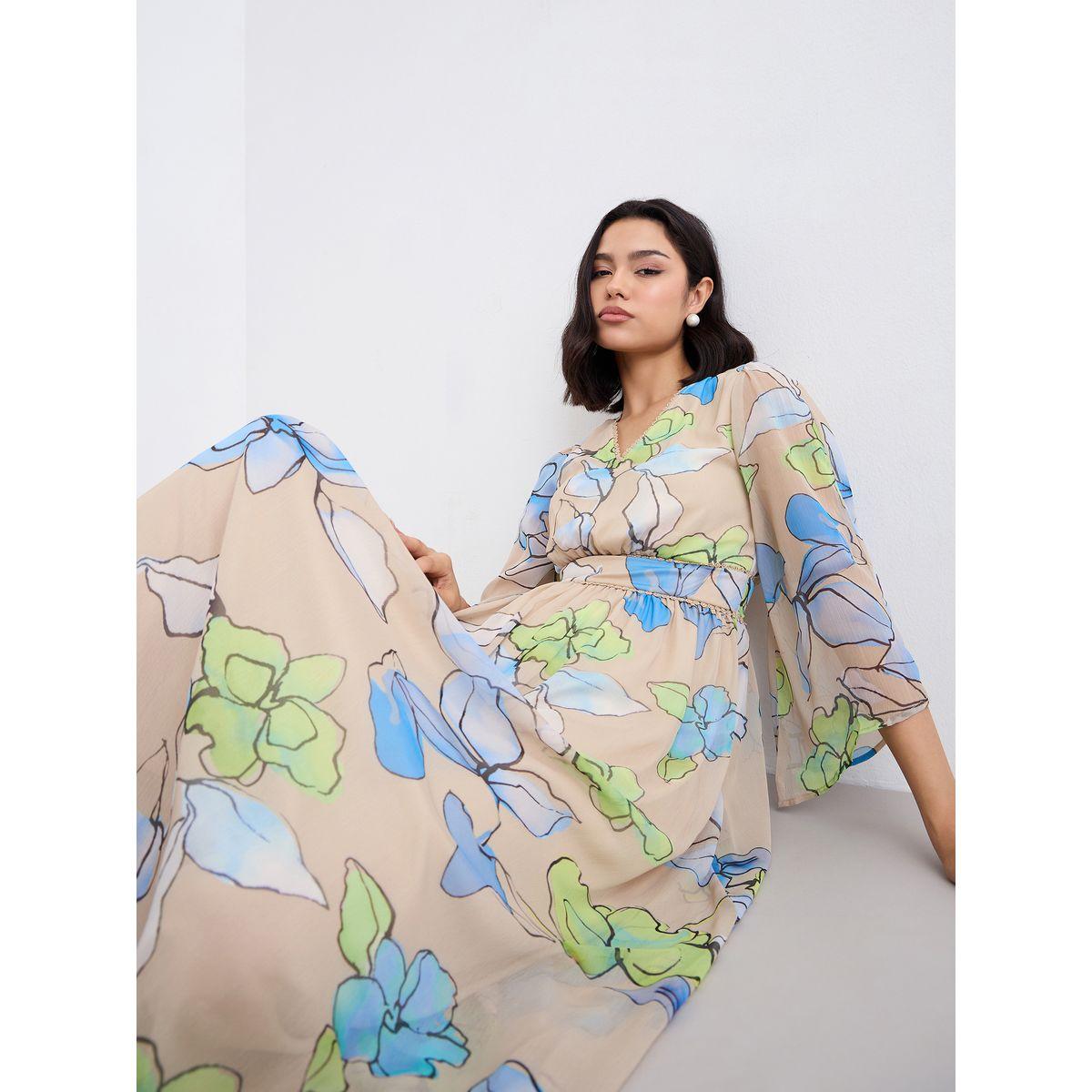 فستان طويل مزين بزهور مع أكمام واسعة-women-clothing-dresses-image-5