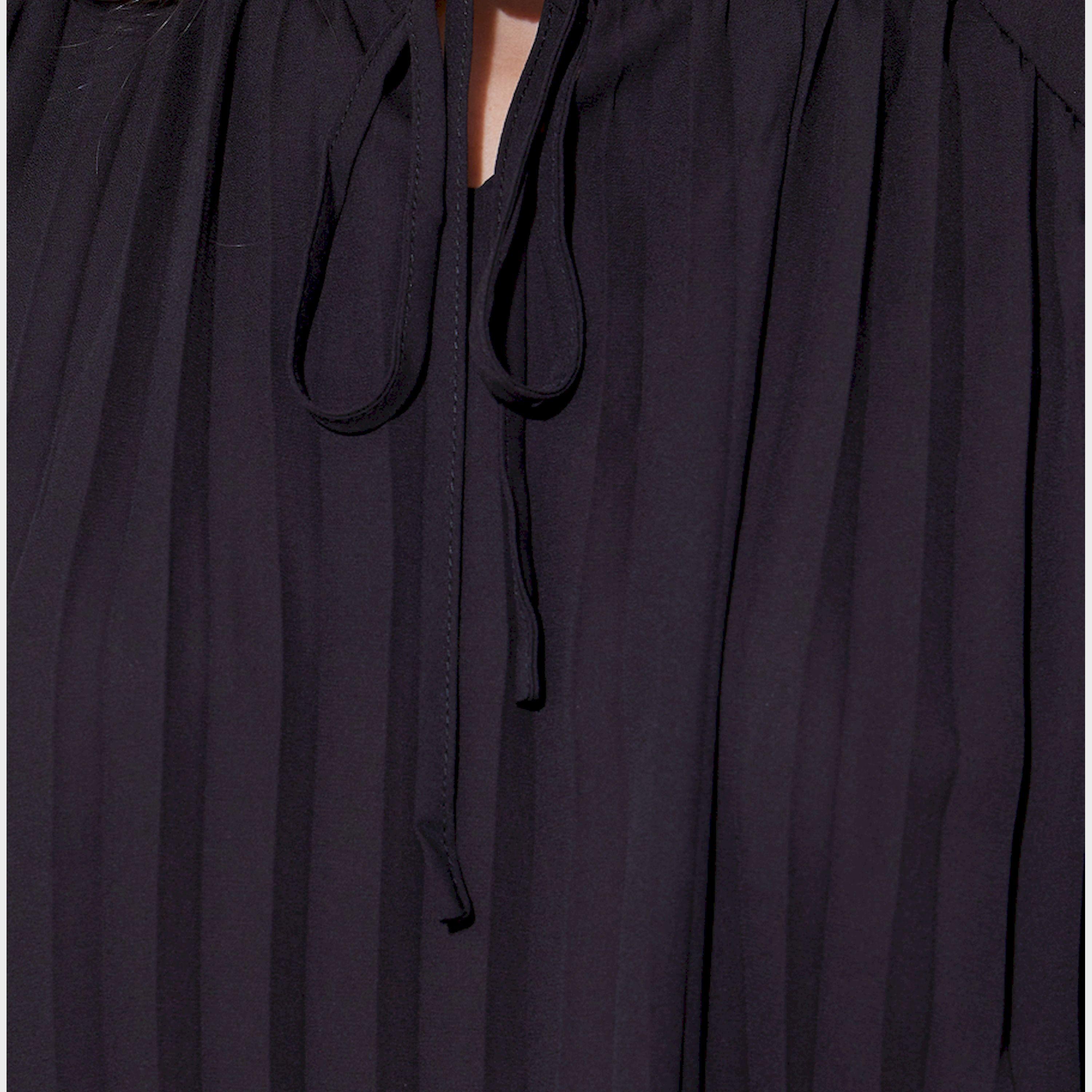Styli Pleated Balloon Sleeves Blouse With Tie-Up Neck Detail-women-clothing-shirtsandblouses-blouses-image-4