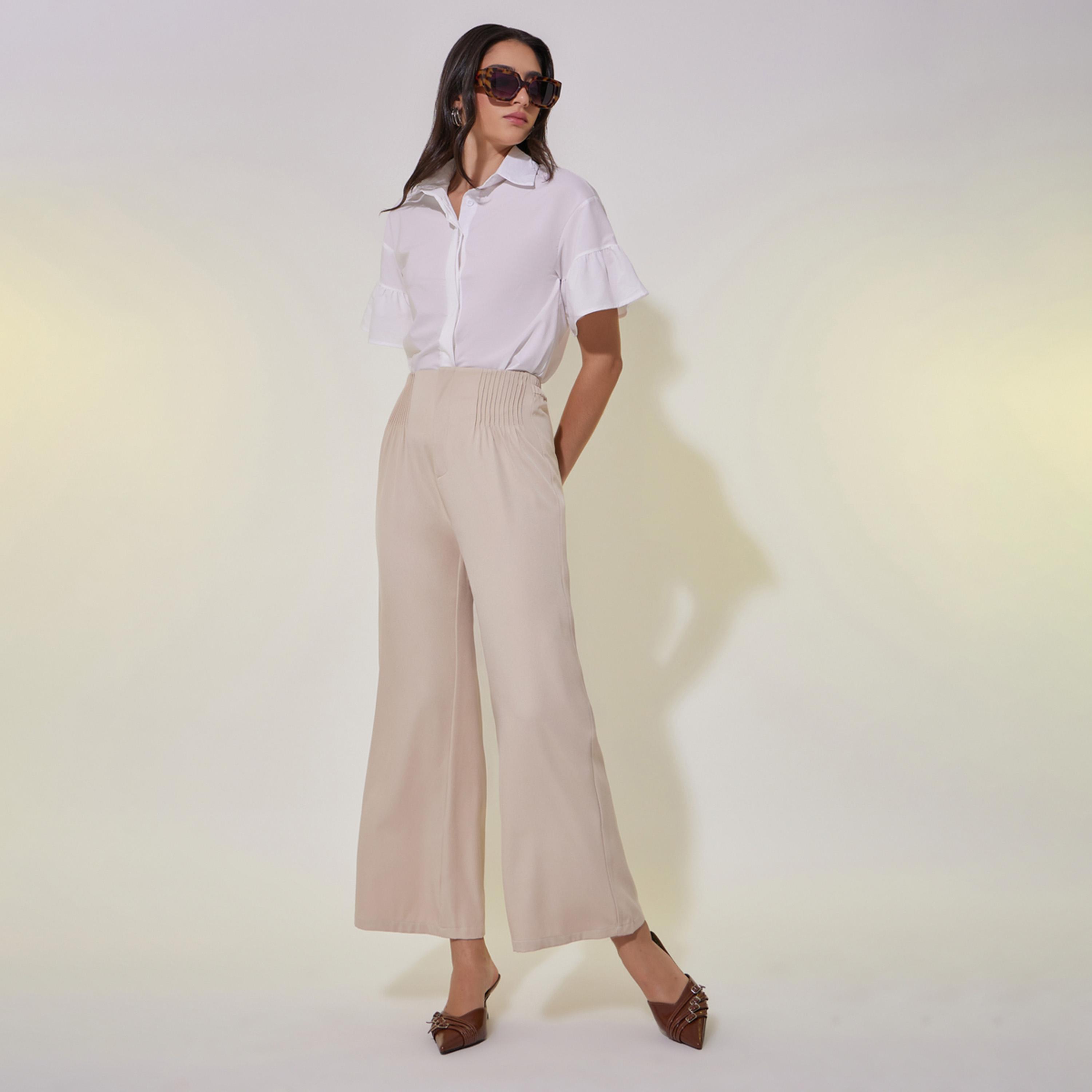 Styli Straight Leg Mid Rise Trouser With Pintuck Detail-women-clothing-bottoms-trousers-image-1