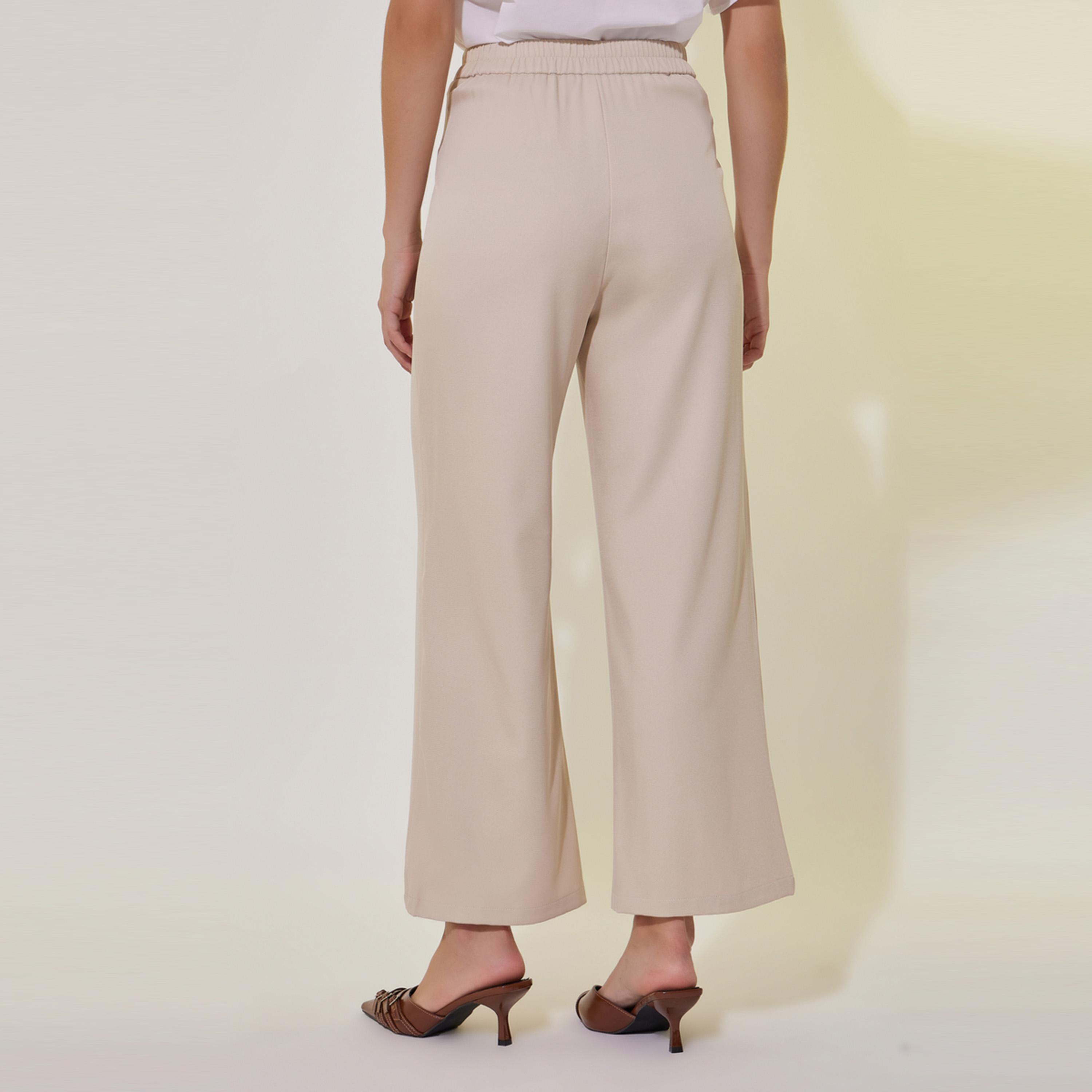 ستايلي - بنطلون بقصة مستقيمة وخصر متوسط مع تفاصيل كسرة-women-clothing-bottoms-trousers-image-4
