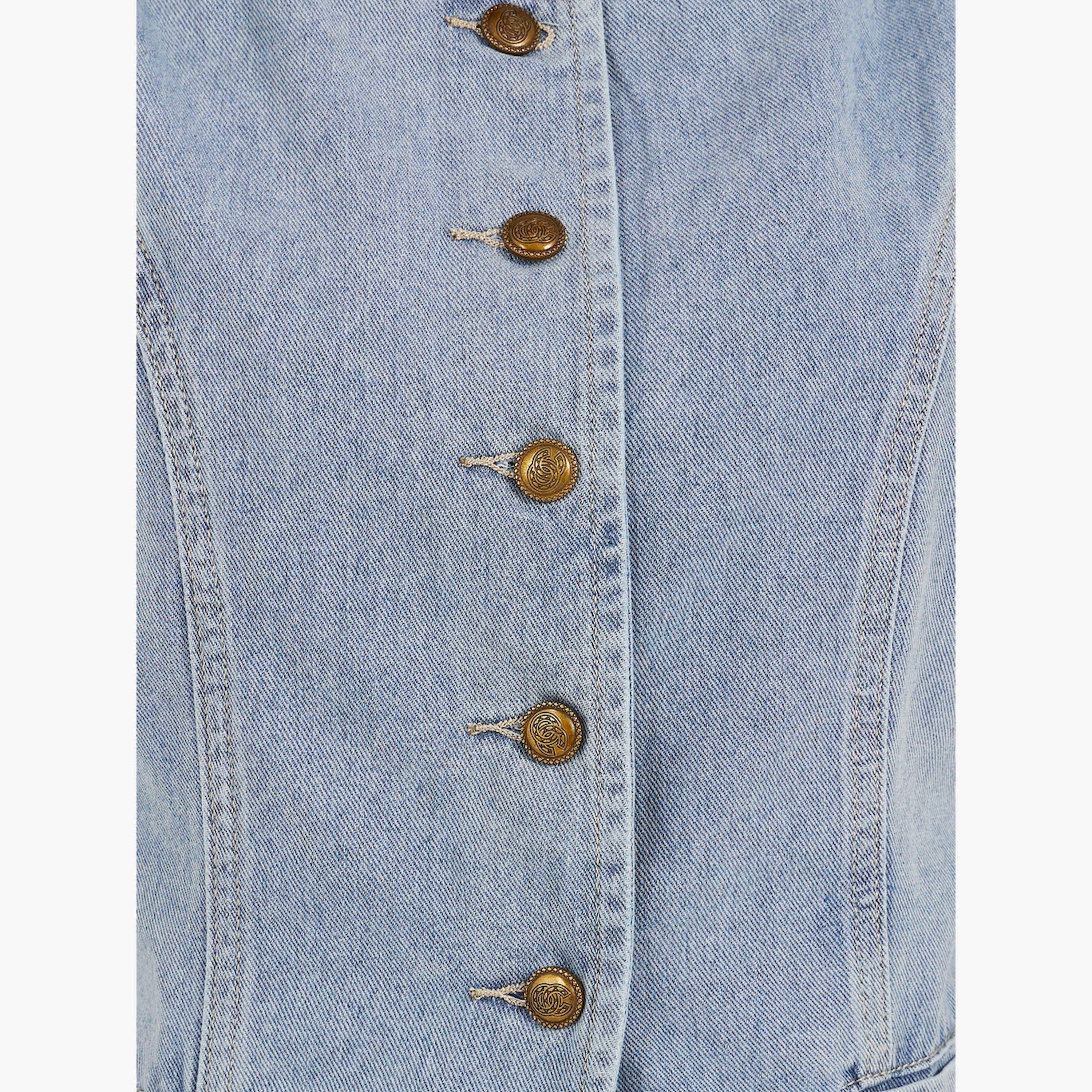 Styli Buttoned Denim Waistcoat with Pockets-women-clothing-coatsandjackets-waistcoats-image-3