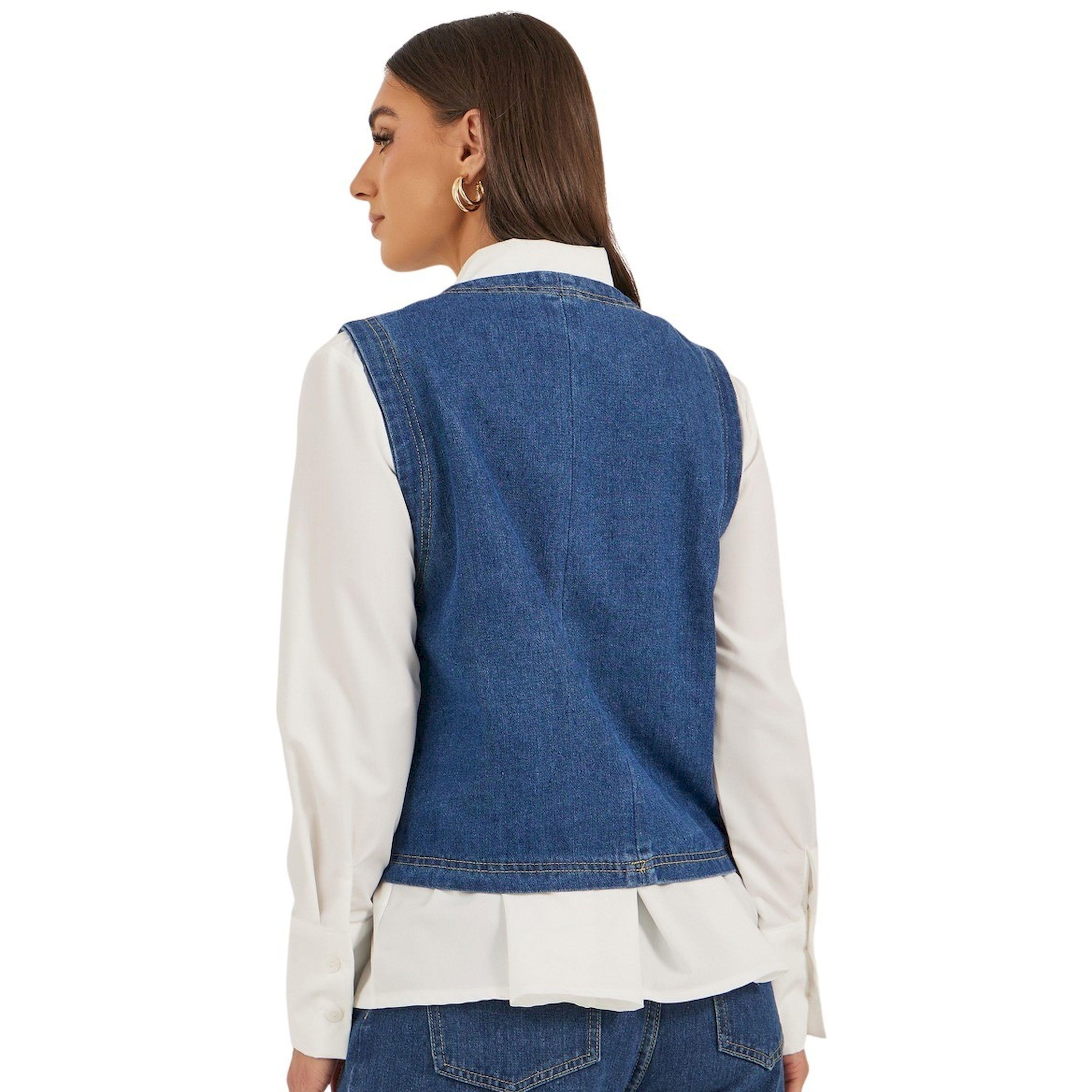Styli Denim Buttoned Waistcoat with Pockets Detail-women-clothing-coatsandjackets-waistcoats-image-4
