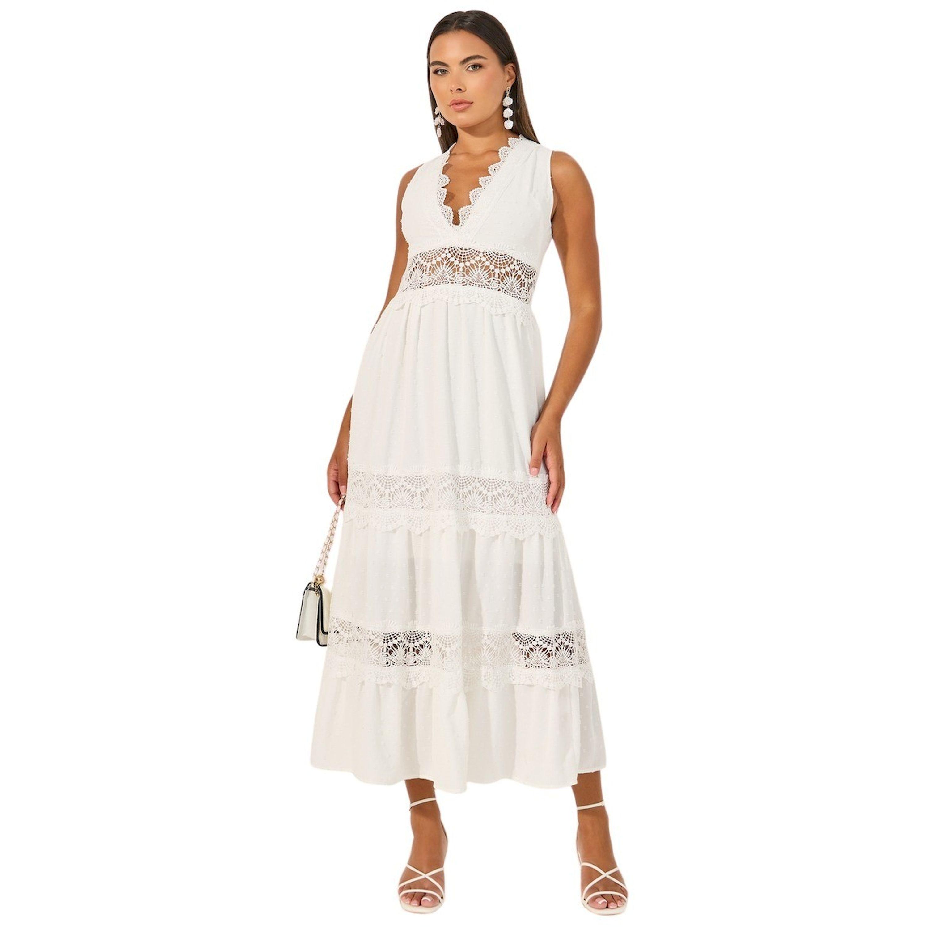 ستايلي - فستان ماكسي دوبي بدون أكمام مع تفاصيل من الدانتيل-women-clothing-dresses-image-1
