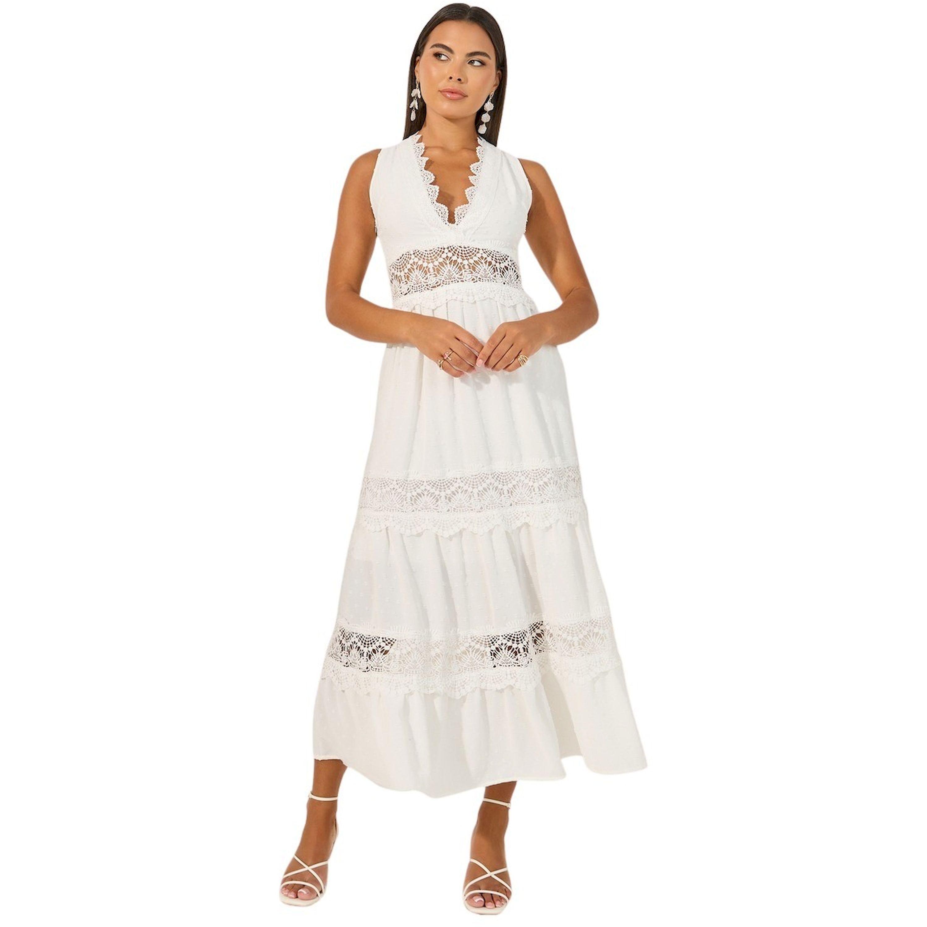 ستايلي - فستان ماكسي دوبي بدون أكمام مع تفاصيل من الدانتيل-women-clothing-dresses-image-2