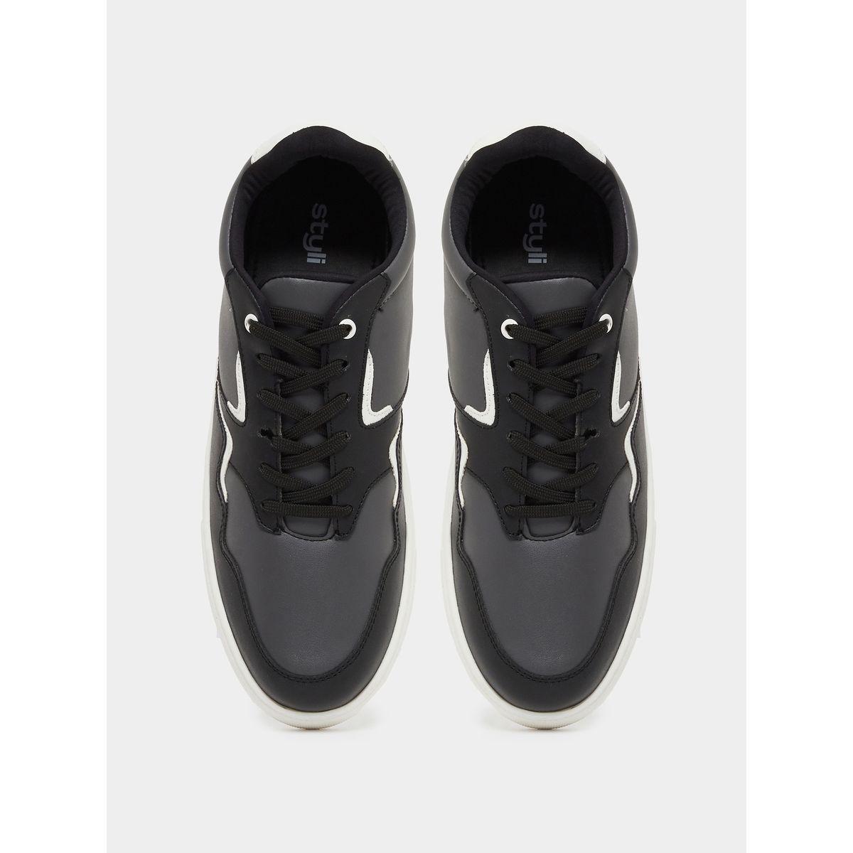Styli Color Block Low Top Platform Sole Lace-Up Sneakers-men-shoes-sneakers-image-5