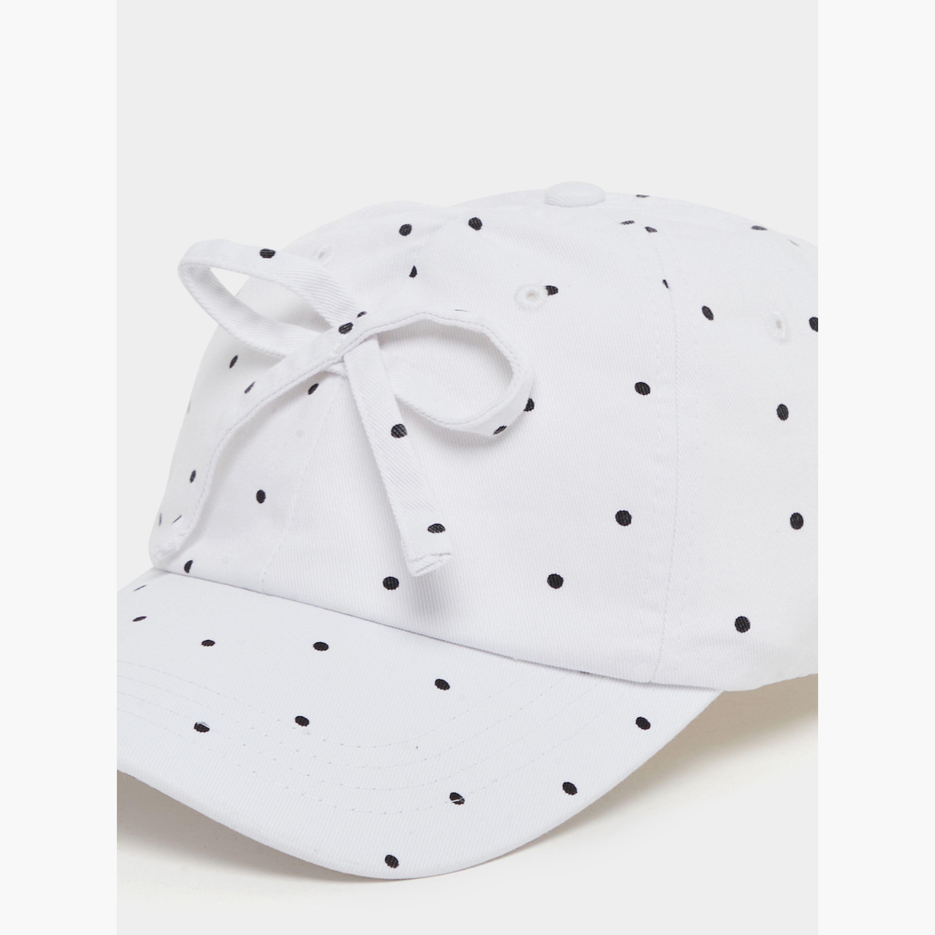 ستايلي -  قبعة بطبعة منقطة بشرائط-women-clothingaccessories-capsandhats-image-3
