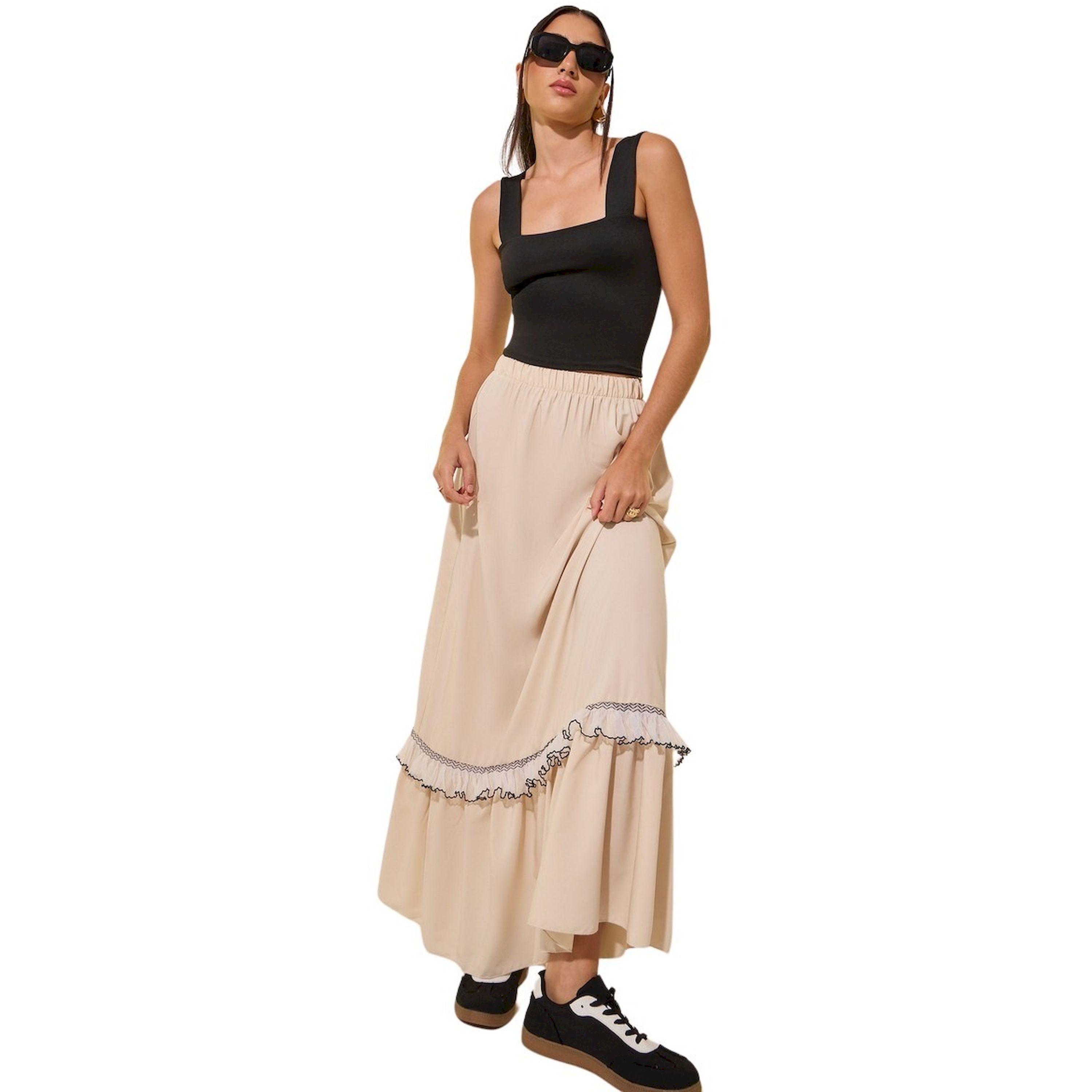 ستايلي - تنورة ماكسي متوسطة الارتفاع بتفاصيل دانتيل وقصة A-women-clothing-bottoms-skirts-image-1