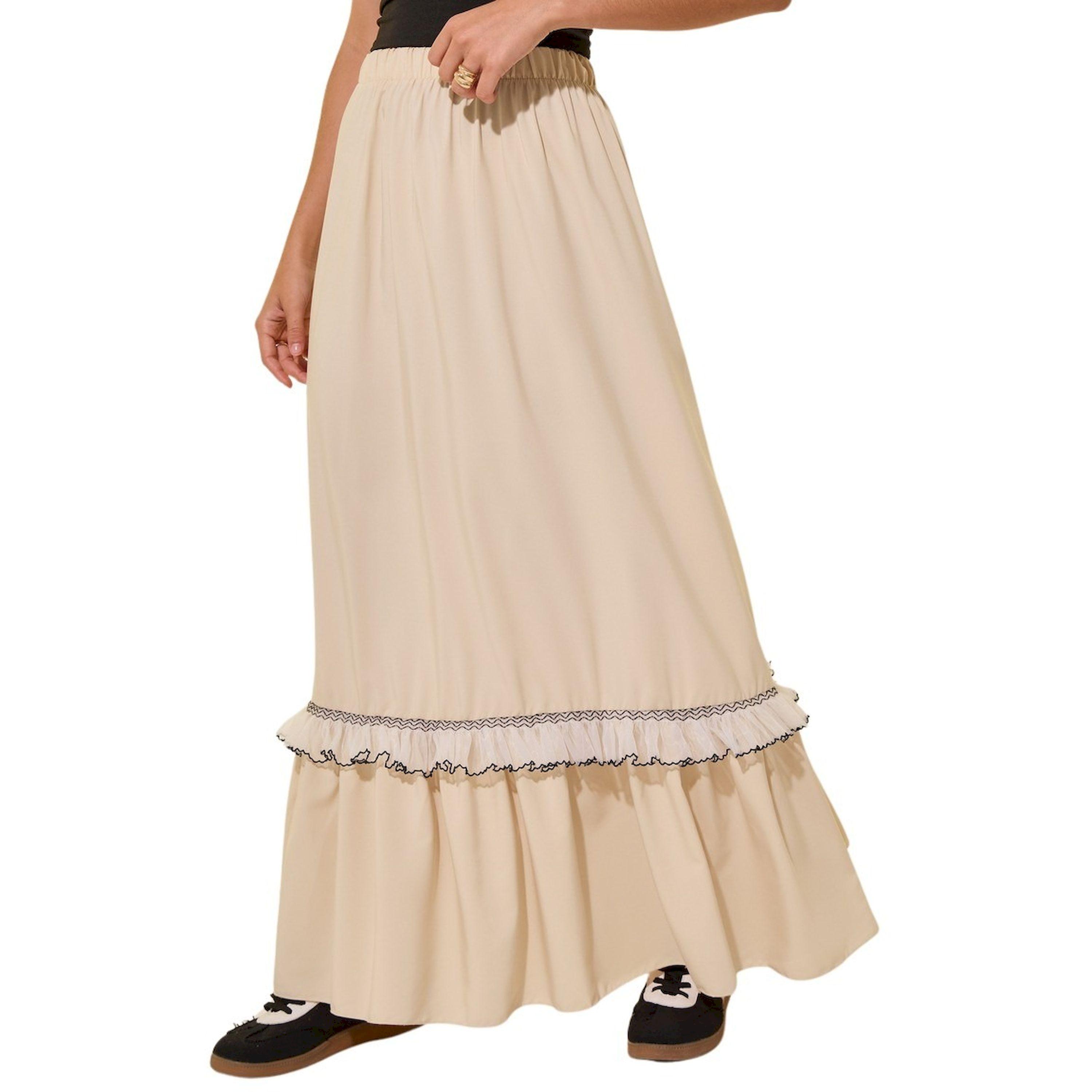 ستايلي - تنورة ماكسي متوسطة الارتفاع بتفاصيل دانتيل وقصة A-women-clothing-bottoms-skirts-image-2