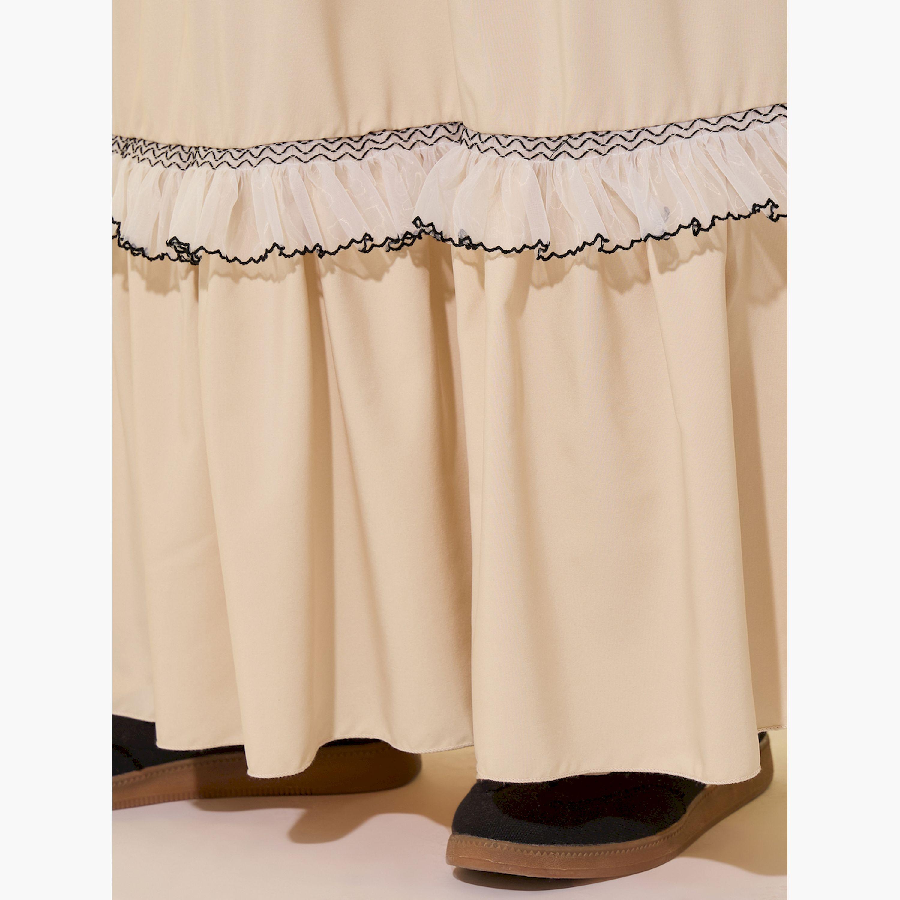 ستايلي - تنورة ماكسي متوسطة الارتفاع بتفاصيل دانتيل وقصة A-women-clothing-bottoms-skirts-image-3