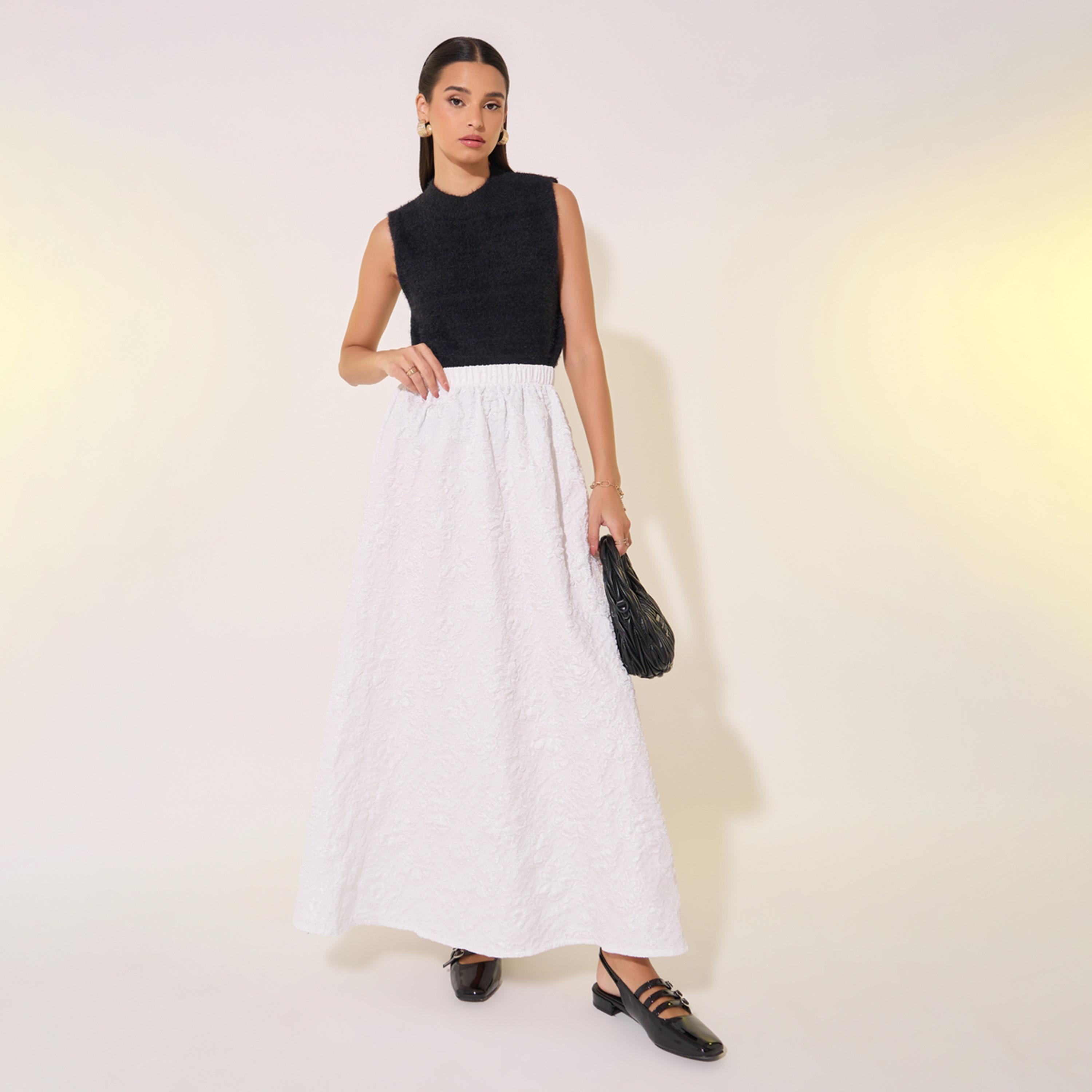 Styli Texture Mid-Rise A-Line Maxi Skirt-women-clothing-bottoms-skirts-image-1
