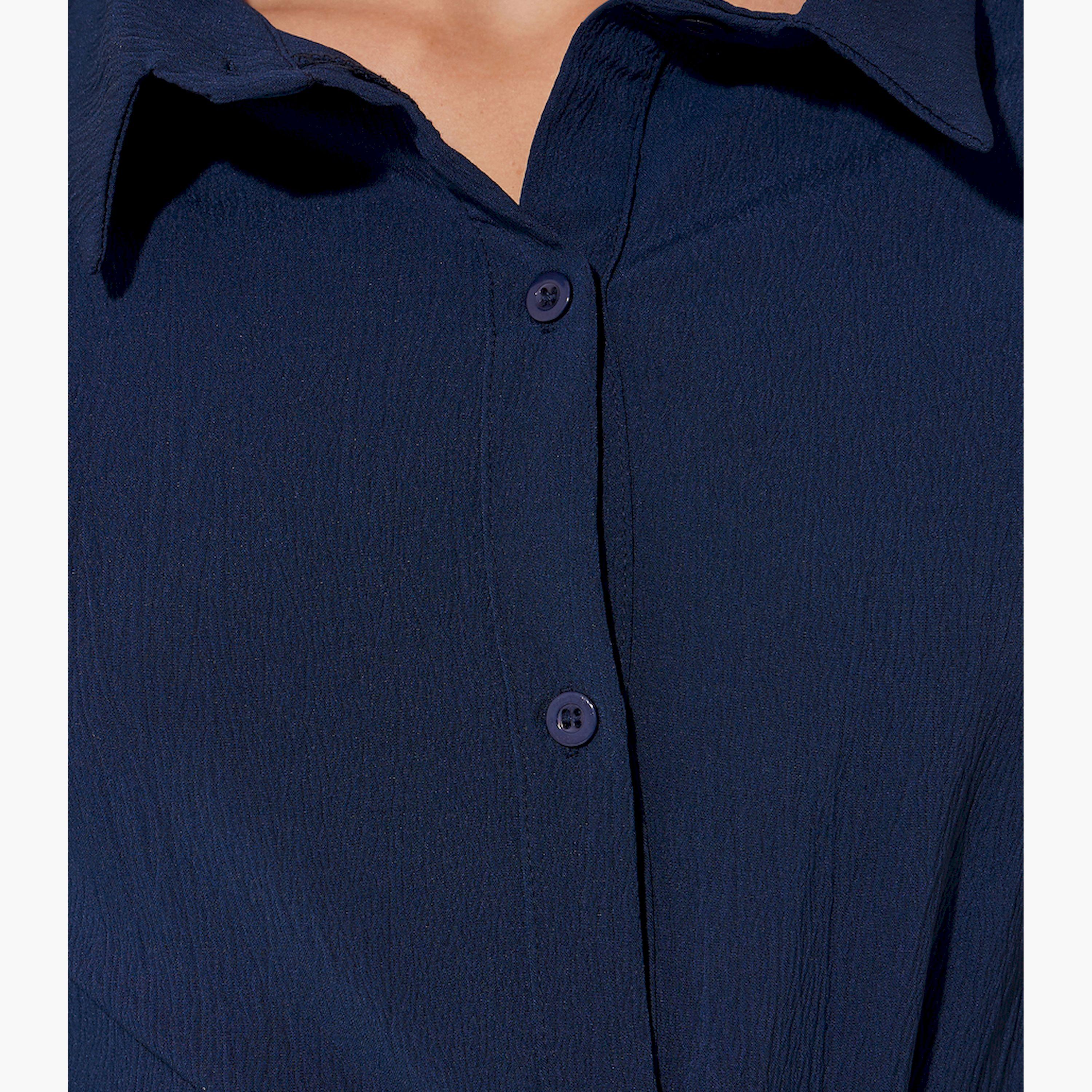 Styli Solid Long Sleeve Collared Wrap Top-women-clothing-shirtsandblouses-blouses-image-3