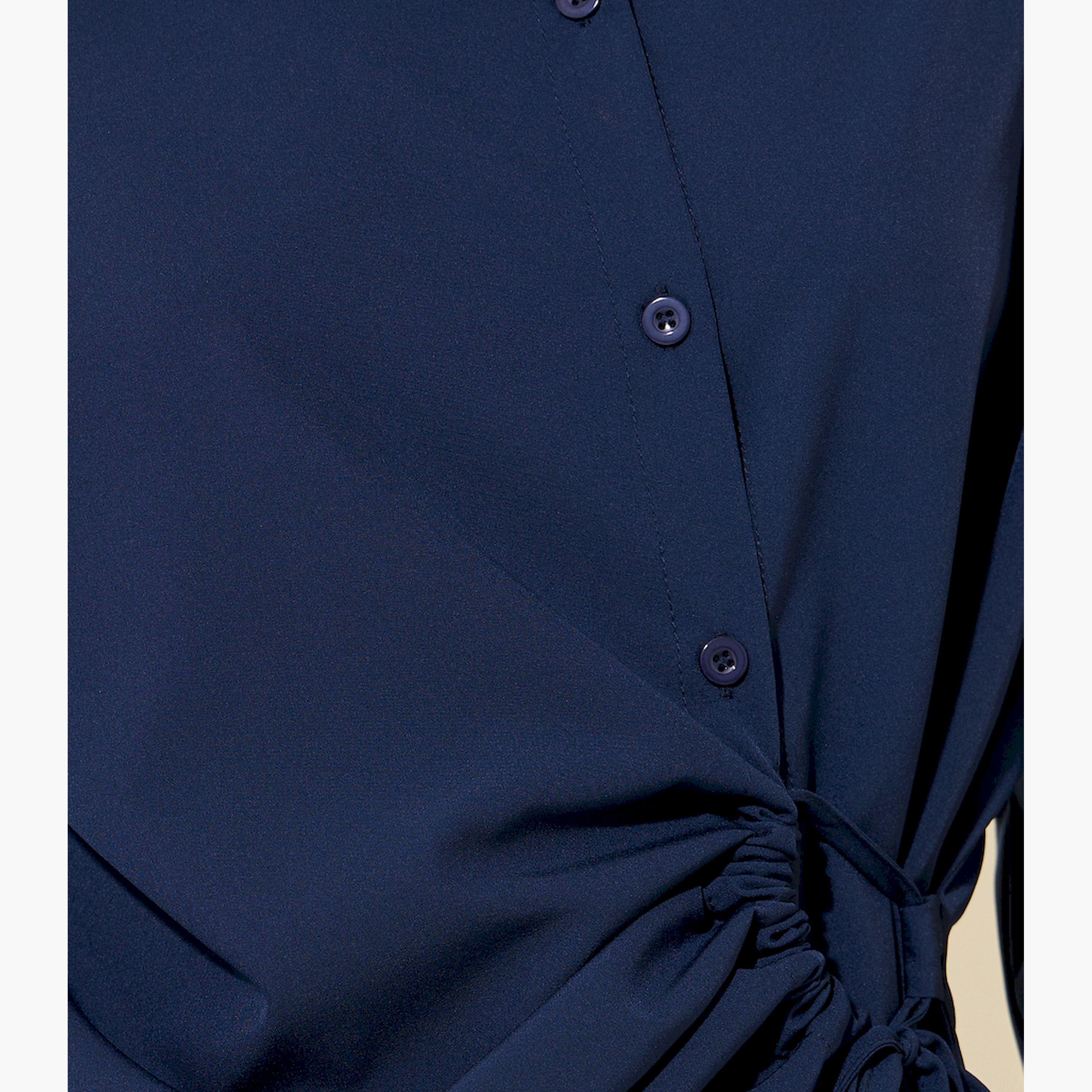 Styli Solid Long Sleeve Wrap Top with Ruched-women-clothing-shirtsandblouses-blouses-image-4