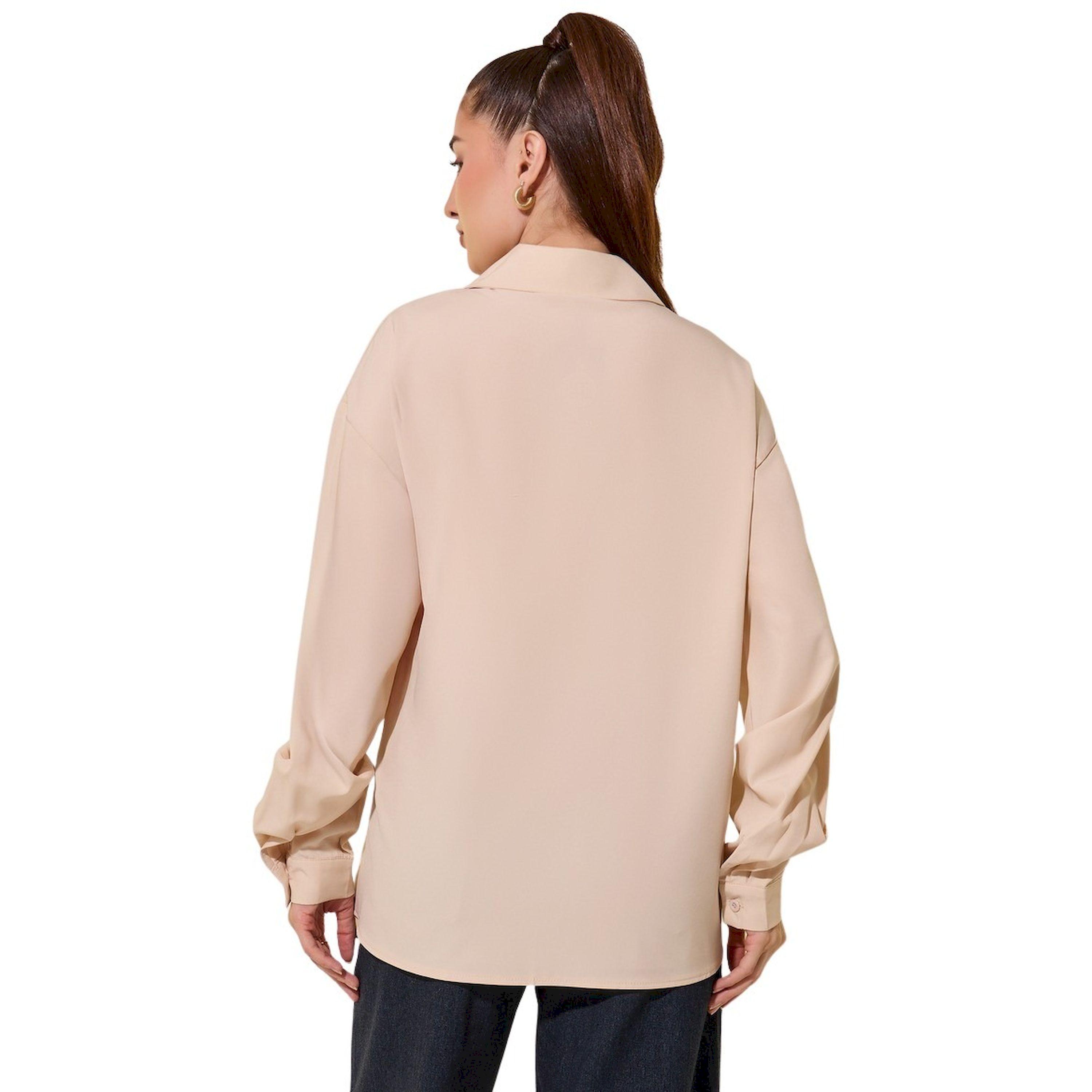 Styli Beige Solid Long Sleeve Wrap Shirt-women-clothing-shirtsandblouses-blouses-image-4
