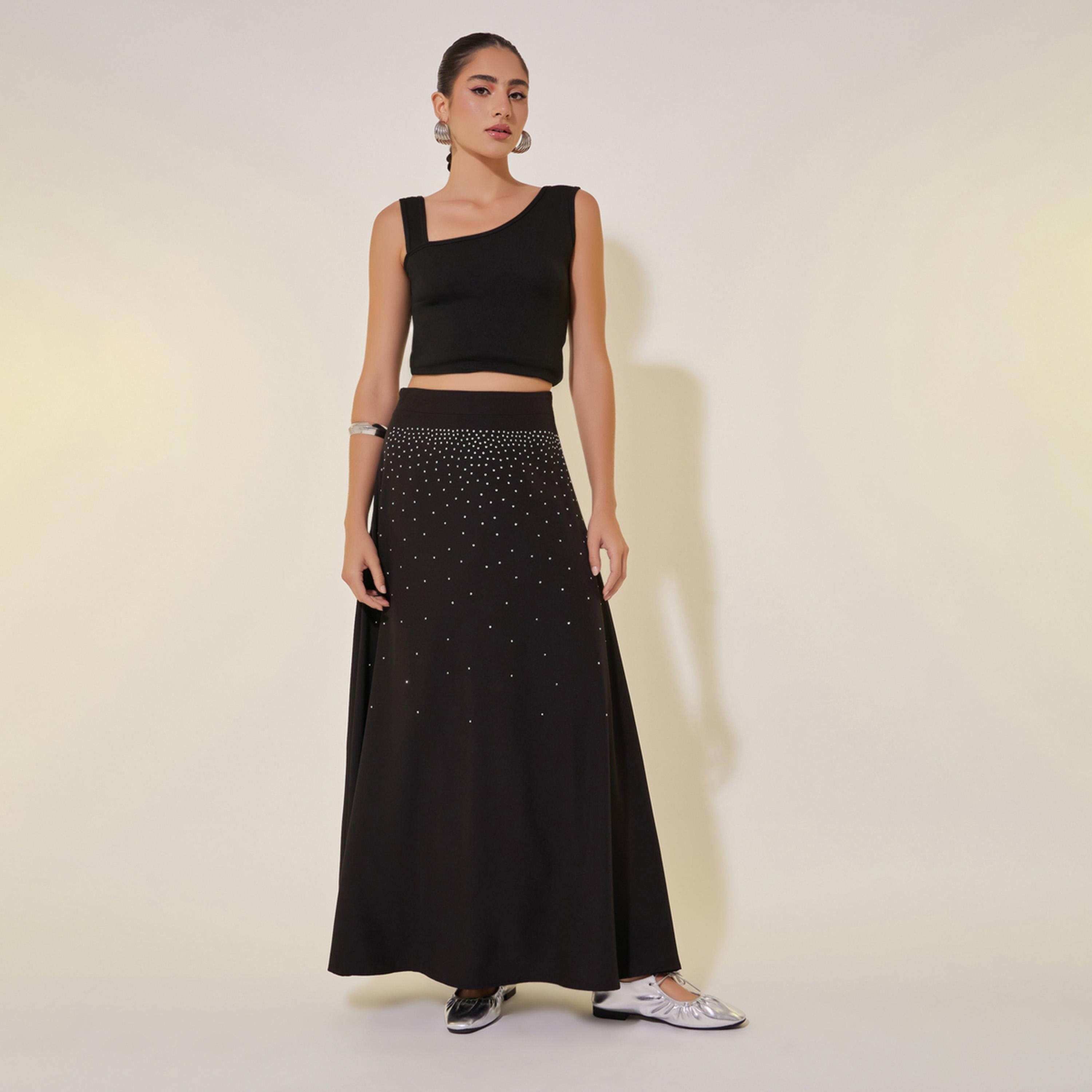 Styli Embellished A-Line Maxi Skirt-women-clothing-bottoms-skirts-image-1