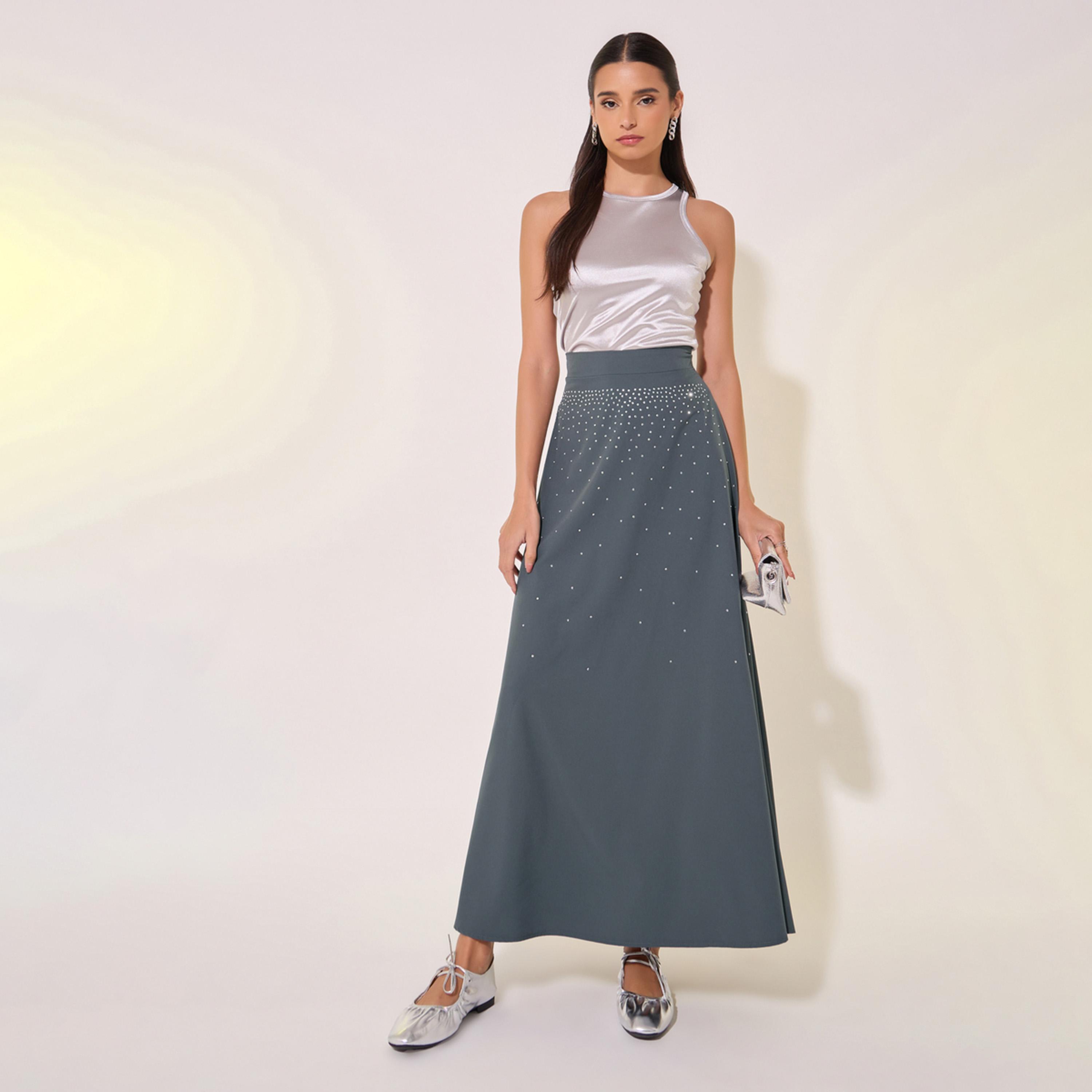 Styli Embellished High-Rise A-Line Maxi Skirt-women-clothing-bottoms-skirts-image-1