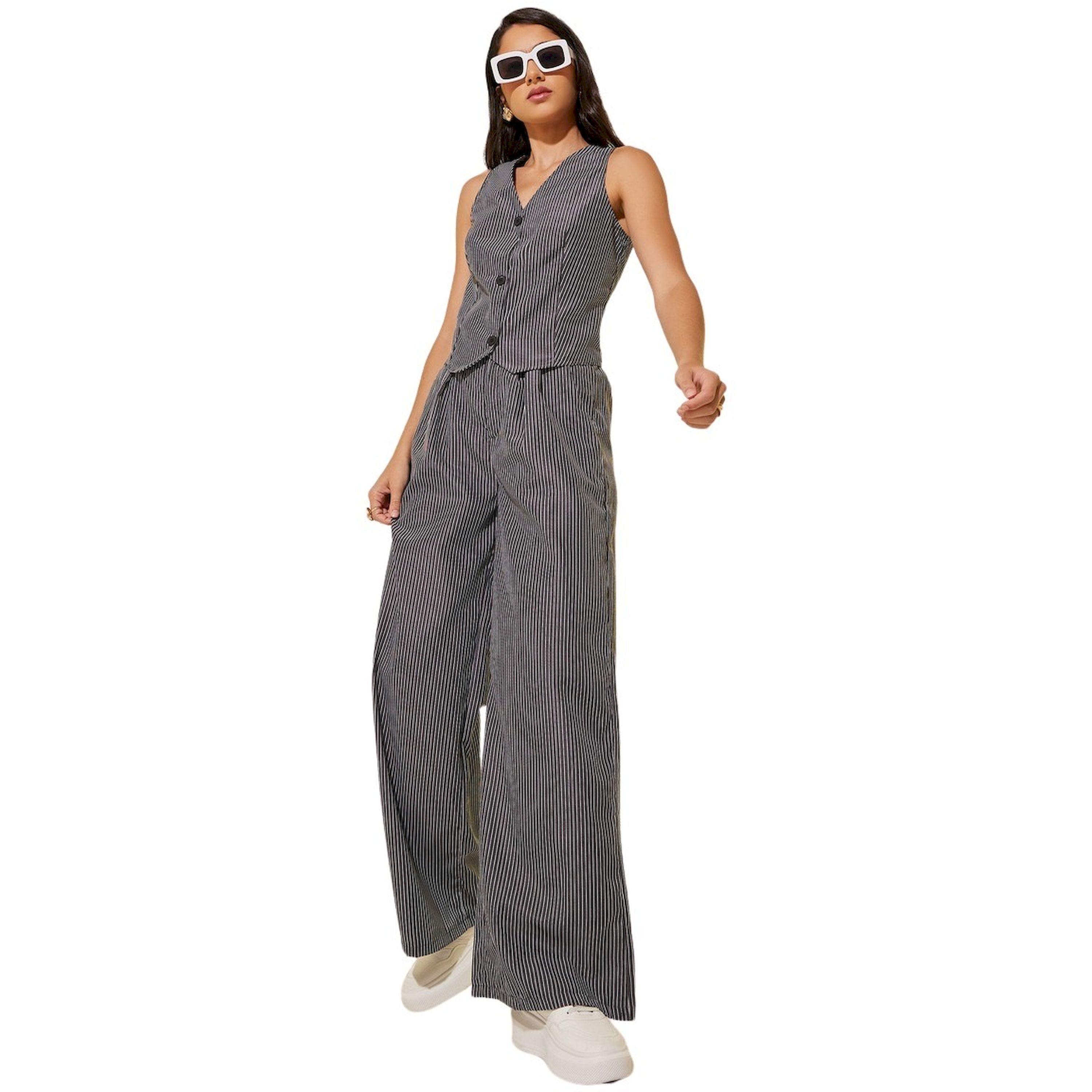 Styli Women Striped Vest Top and Pant Co-Ords-women-clothing-coordsets-image-1