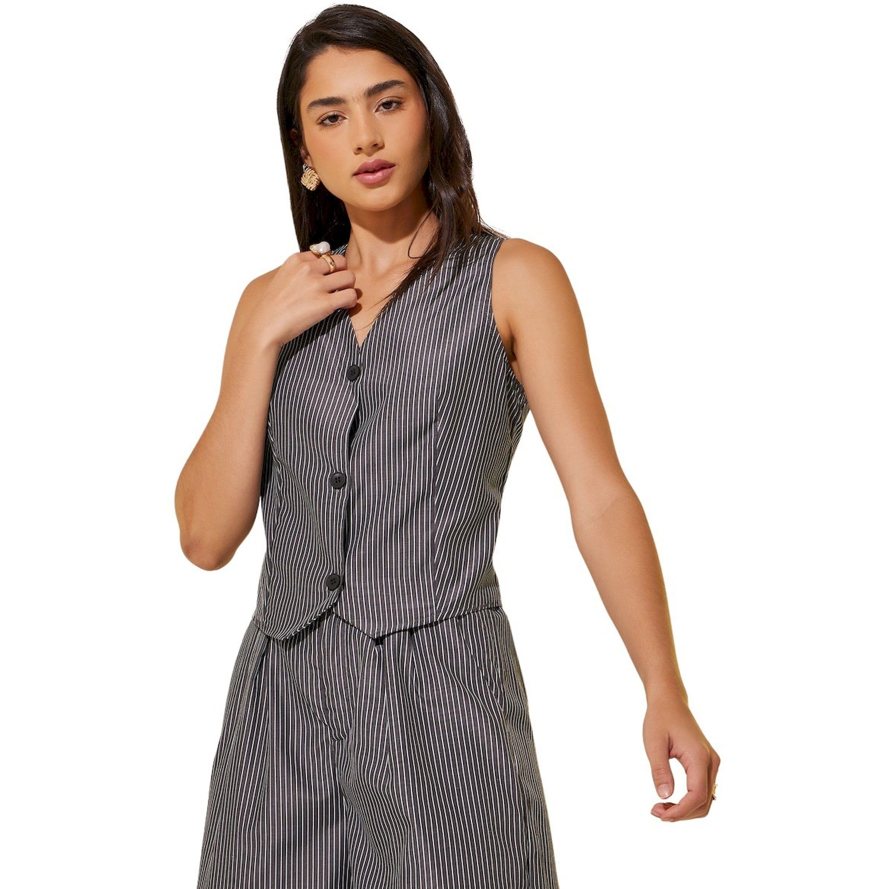 ستايلي -  طقم نسائي - توب مخطط وبنطال-women-clothing-coordsets-image-2