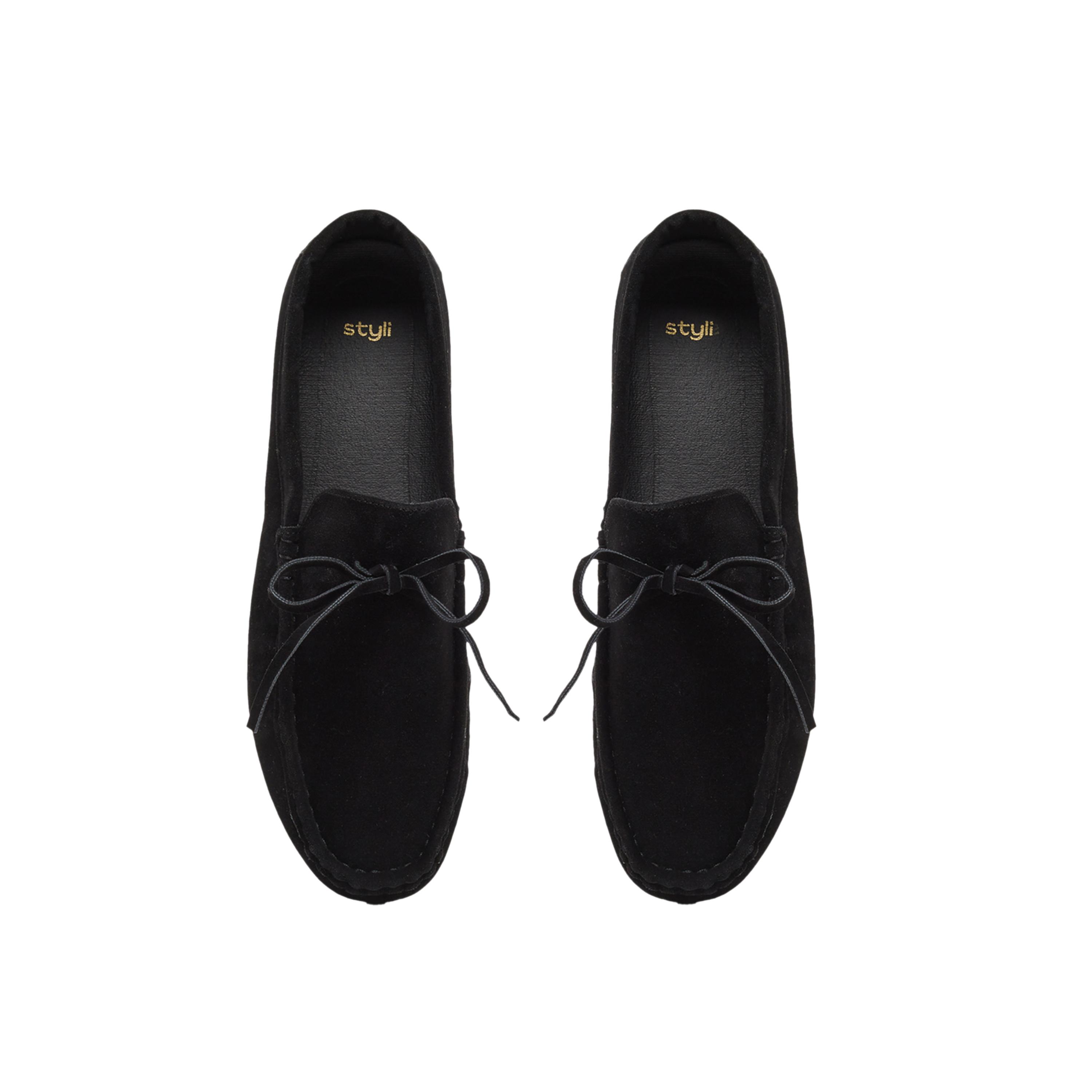 Styli Textured Bow Accent Slip In Loafers-men-shoes-loafersandmoccasins-image-5