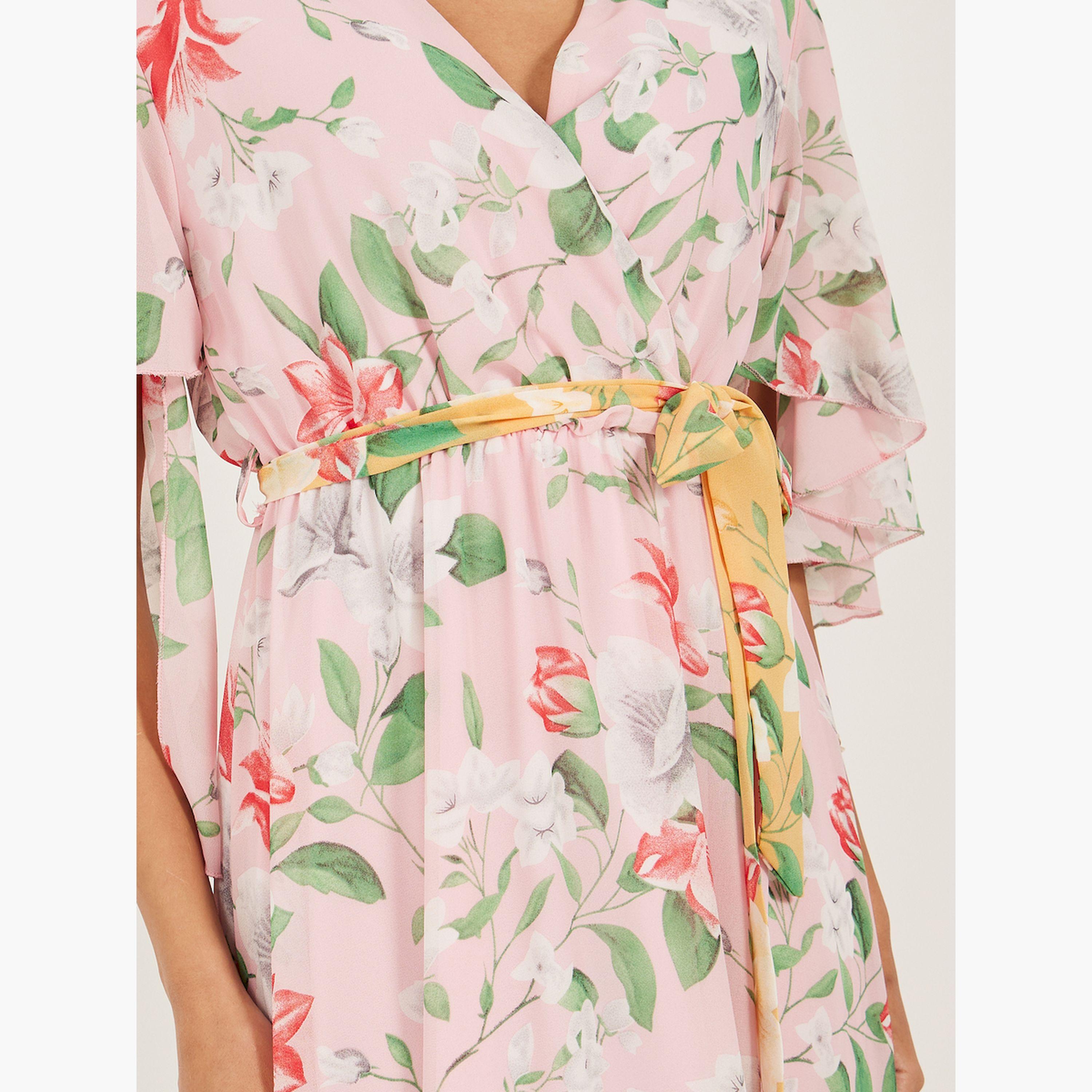 Styli Floral Print Wrap Look A-Line Maxi Dress-women-clothing-dresses-image-4